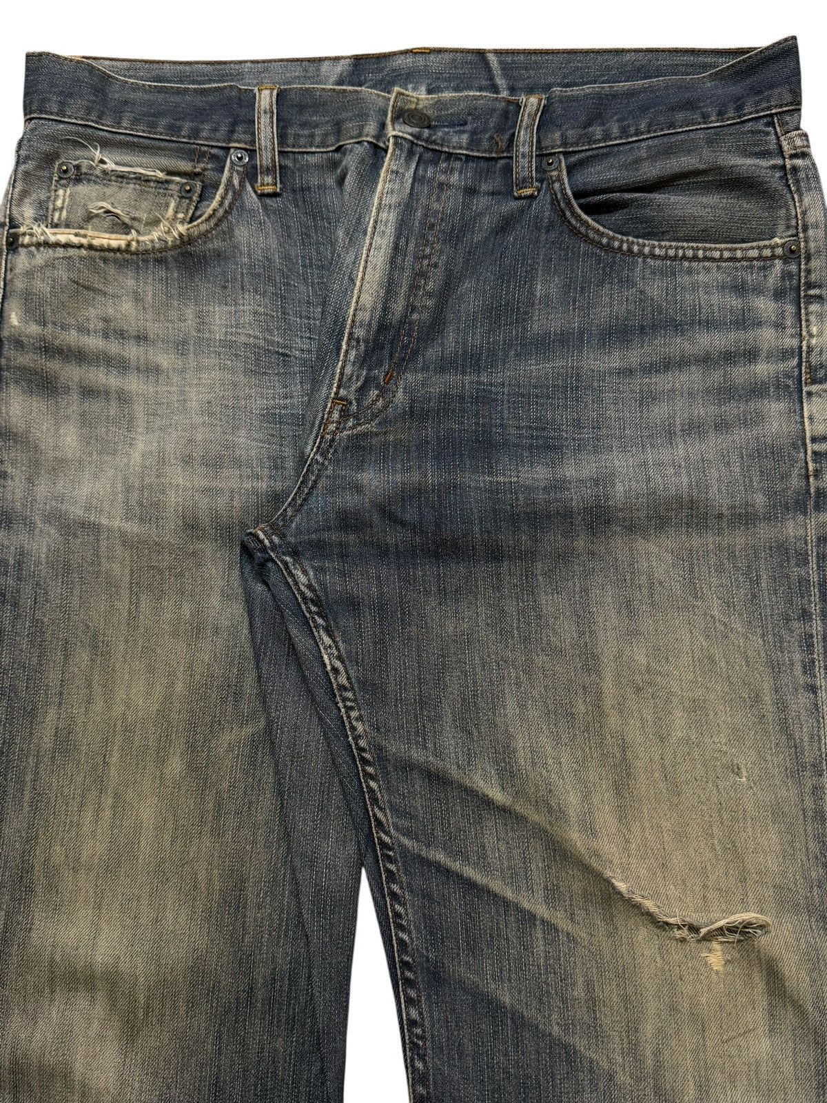 Uniqlo Vintage Y2K Japanese Uniqlo Mud Wash Distress Wide Leg Baggy Size US 35 - 3 Thumbnail