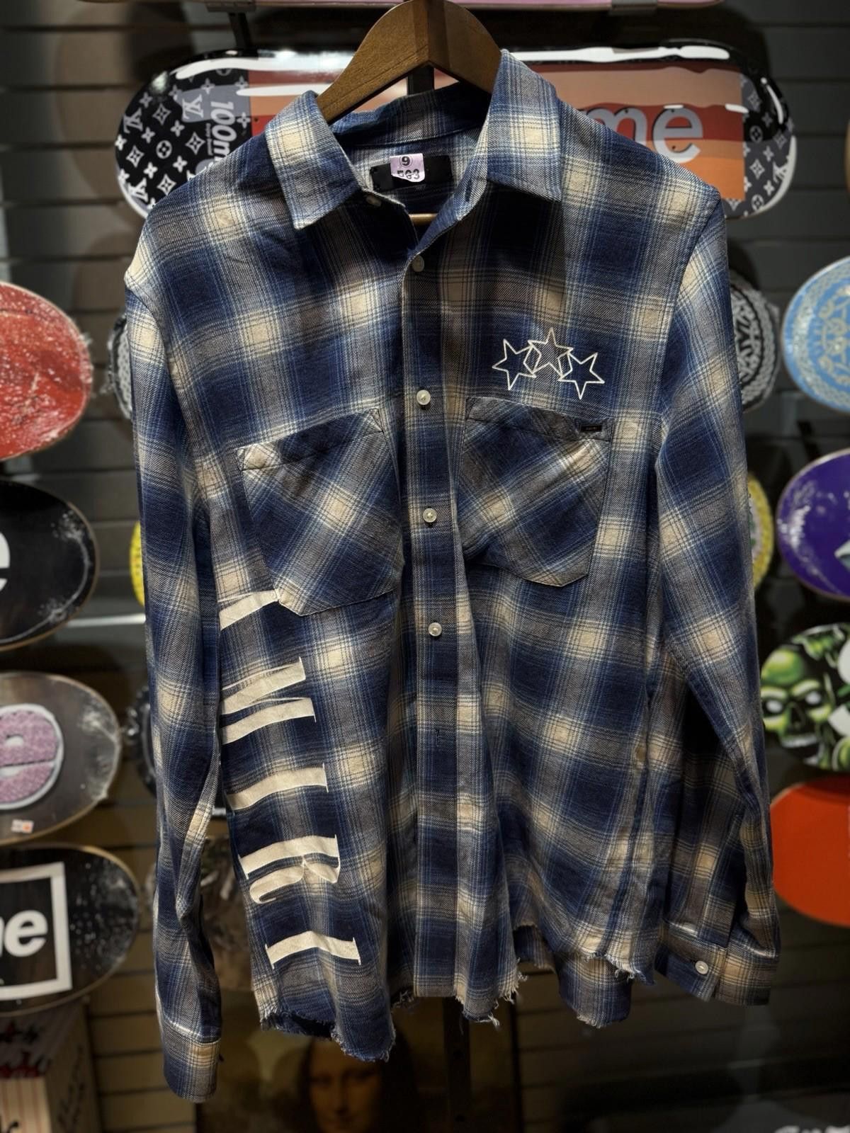 Amiri AMIRI Plaid Flannel Shirt Blue Black Star Men's Size Small Size US S / EU 44-46 / 1 - 1 Thumbnail