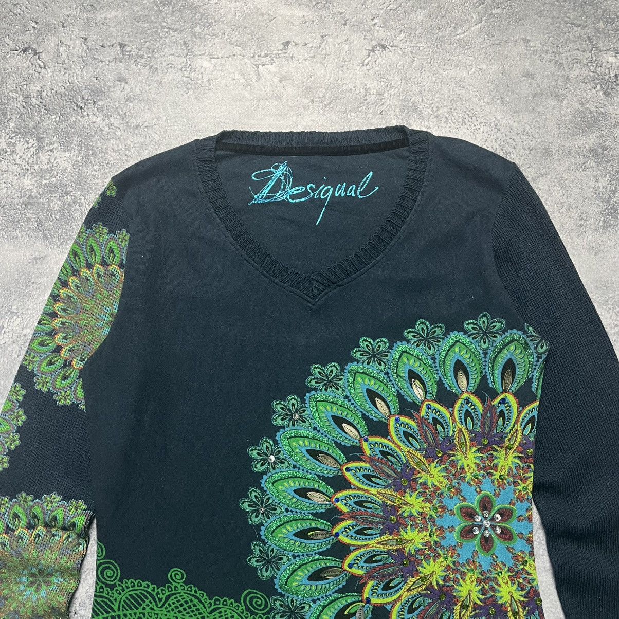 Desigual × Japanese Brand Vintage Desigual Floral Knit Sweater Longsleeve Avant-Garde Size L / US 10 / IT 46 - 2 Thumbnail