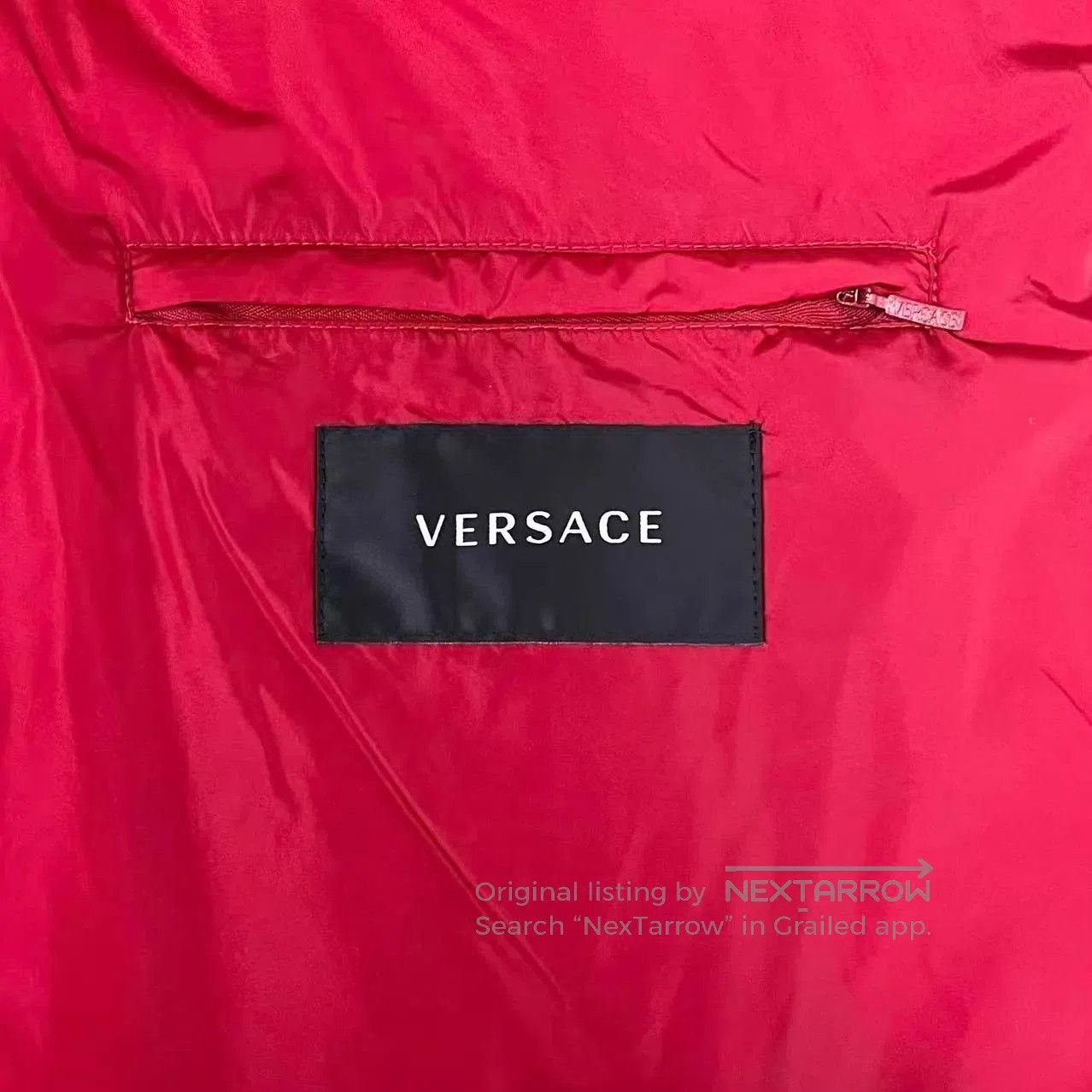 Versace Red Padded Jacket with Diagonal Stripes Size M. Size US M / EU 48-50 / 2 - 6 Thumbnail