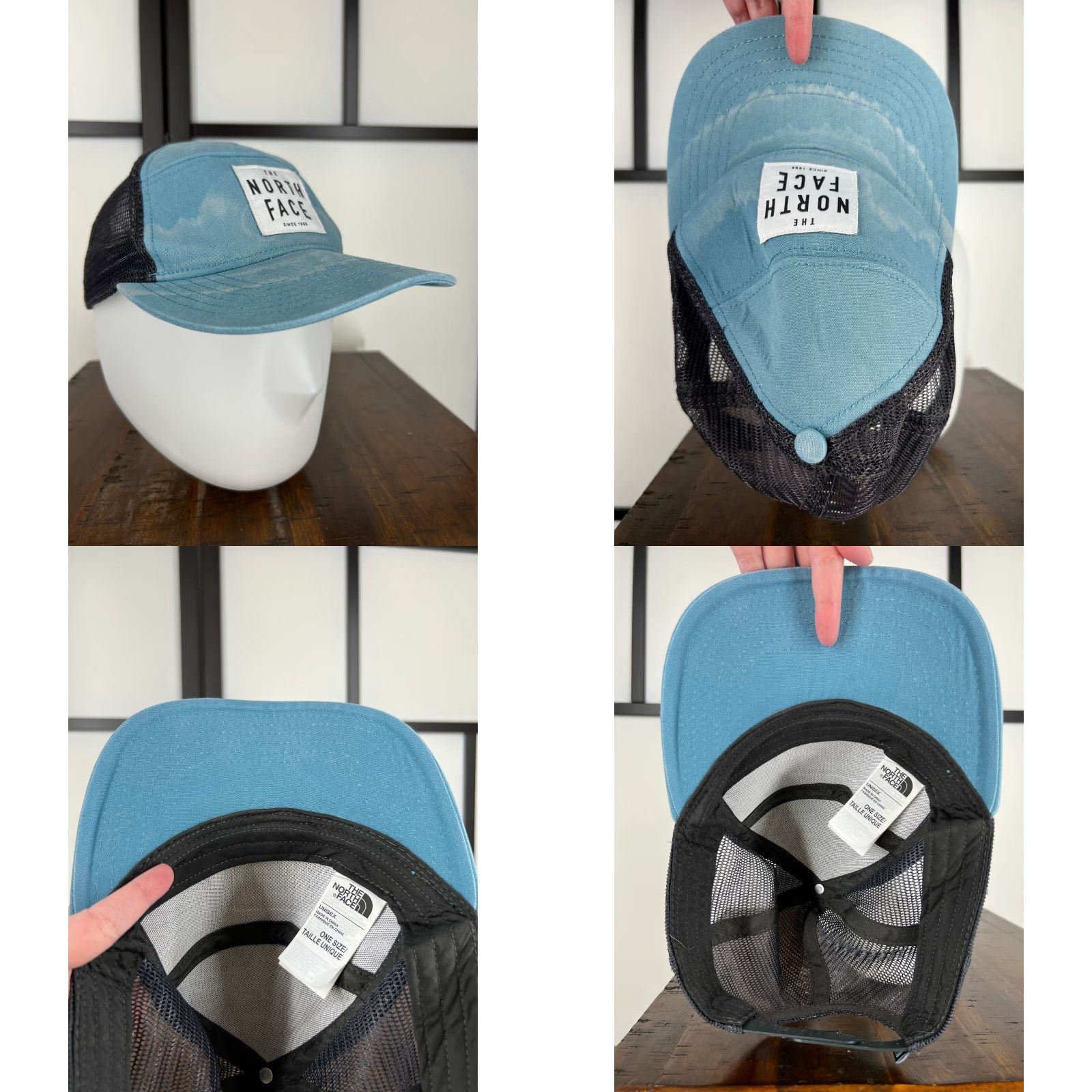 The North Face The North Face Hat Cap Snapback Adult Blue Panel Trucker Distressed Poly 1966 Size ONE SIZE - 8 Thumbnail