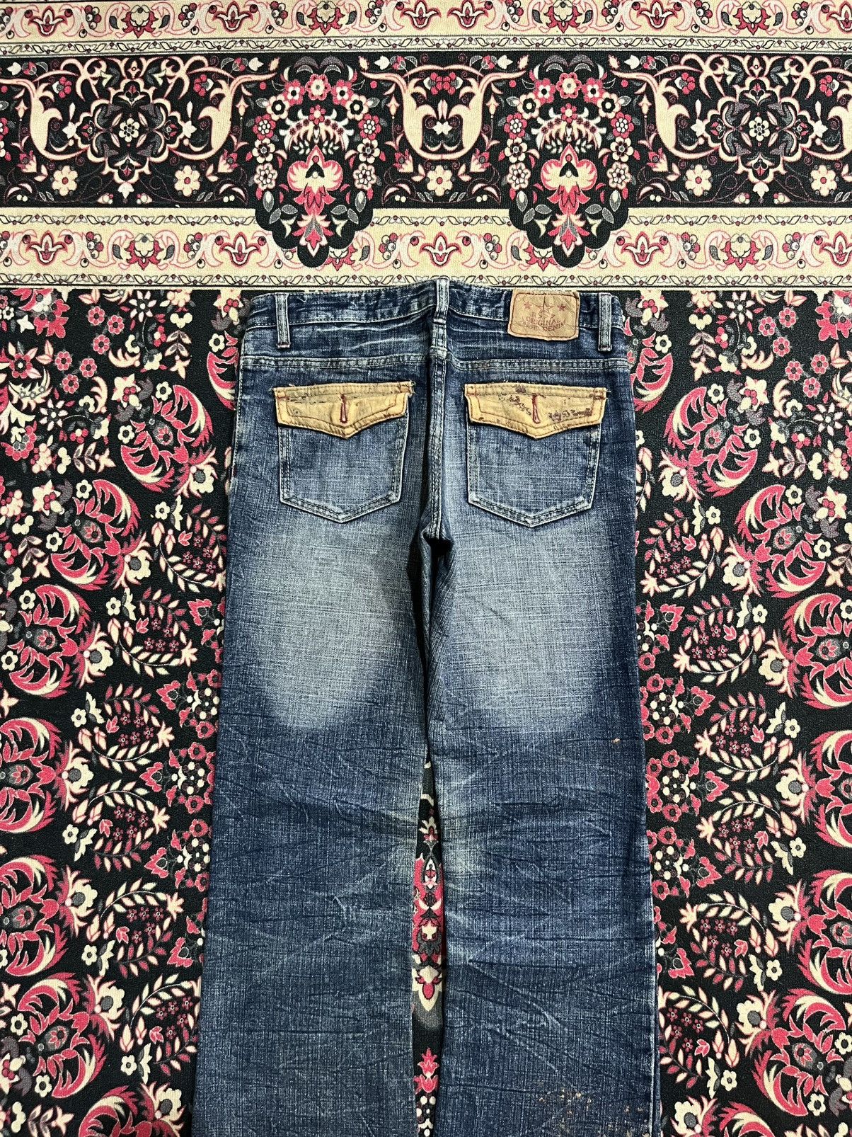 Vintage Vintage Japanese Brand Blue Whisker Washed Flare Jeans Size 30" / US 8 / IT 44 - 6 Thumbnail