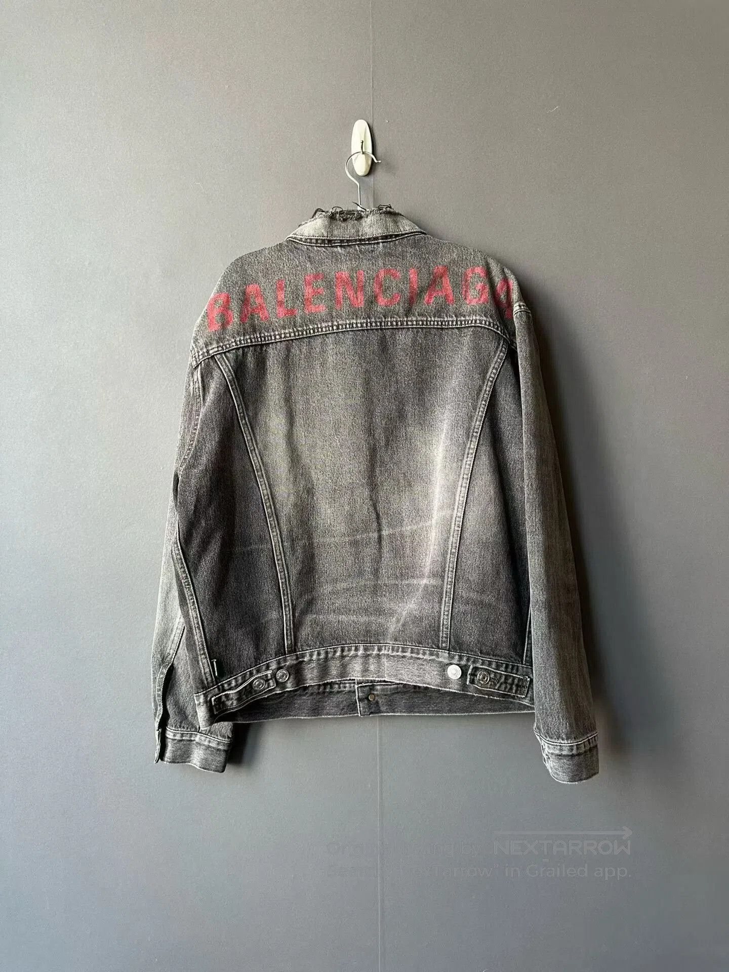Balenciaga Balenciaga Back Red Letter Denim Jacket. Size US M / EU 48-50 / 2 - 2 Thumbnail