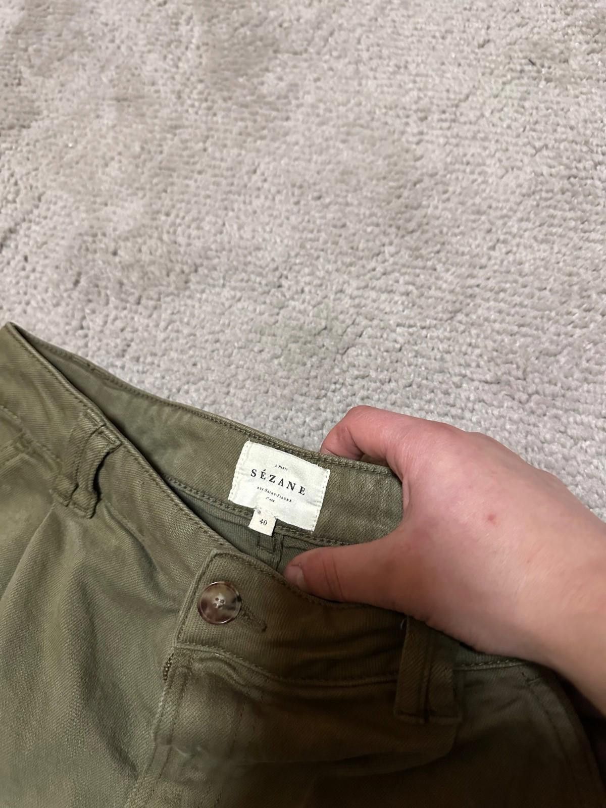 Sezane Sezane Manu Wide Leg Low Rise Pleated Trousers Green Size 40 Size 40" / US 18 - 4 Thumbnail