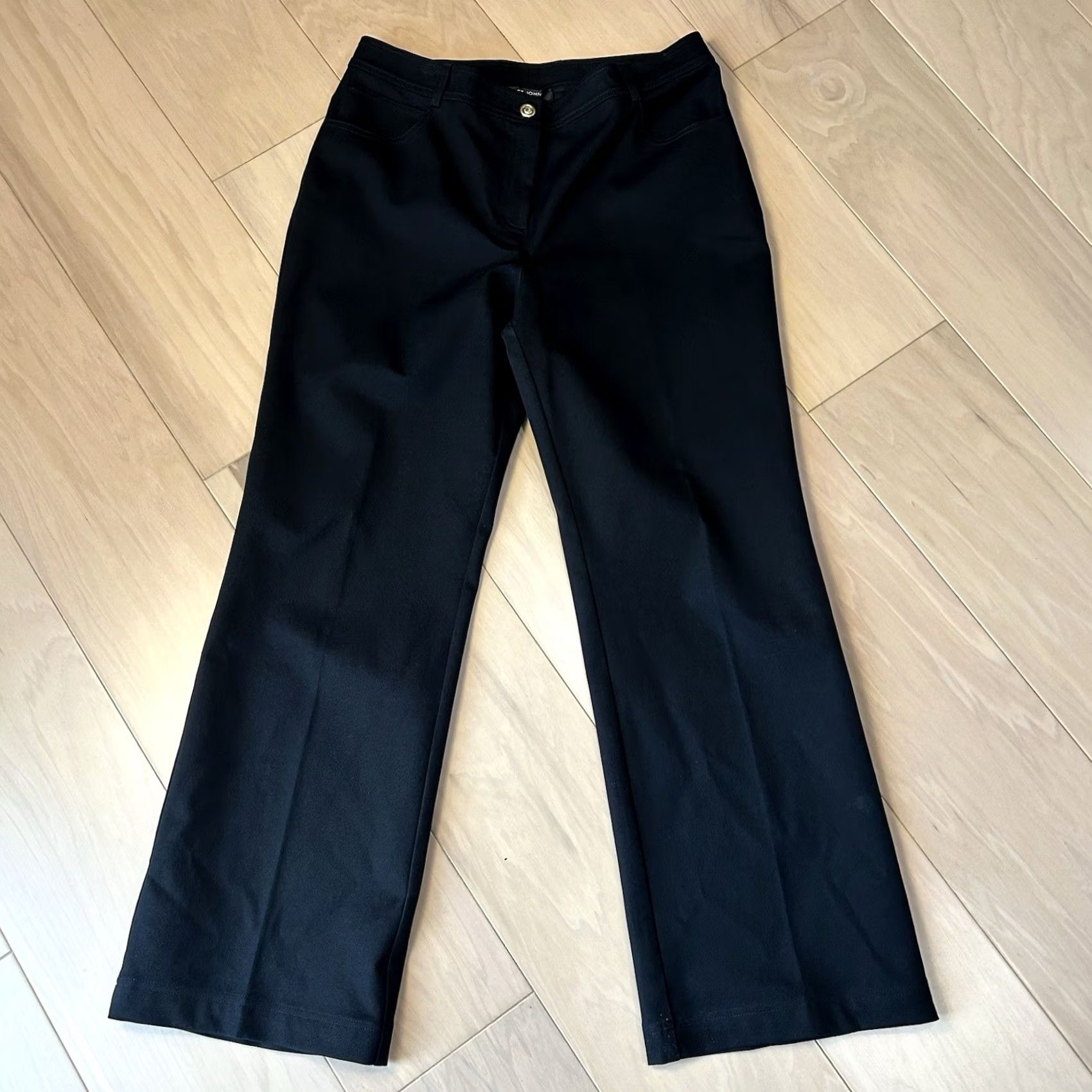 St. John ST. JOHN Caviar 5 Pocket Pant Women’s 10 Black Knit Flat Front Zipper Logo Stretch Dress Pants Size 32" / US 10 / IT 46 - 2 Thumbnail