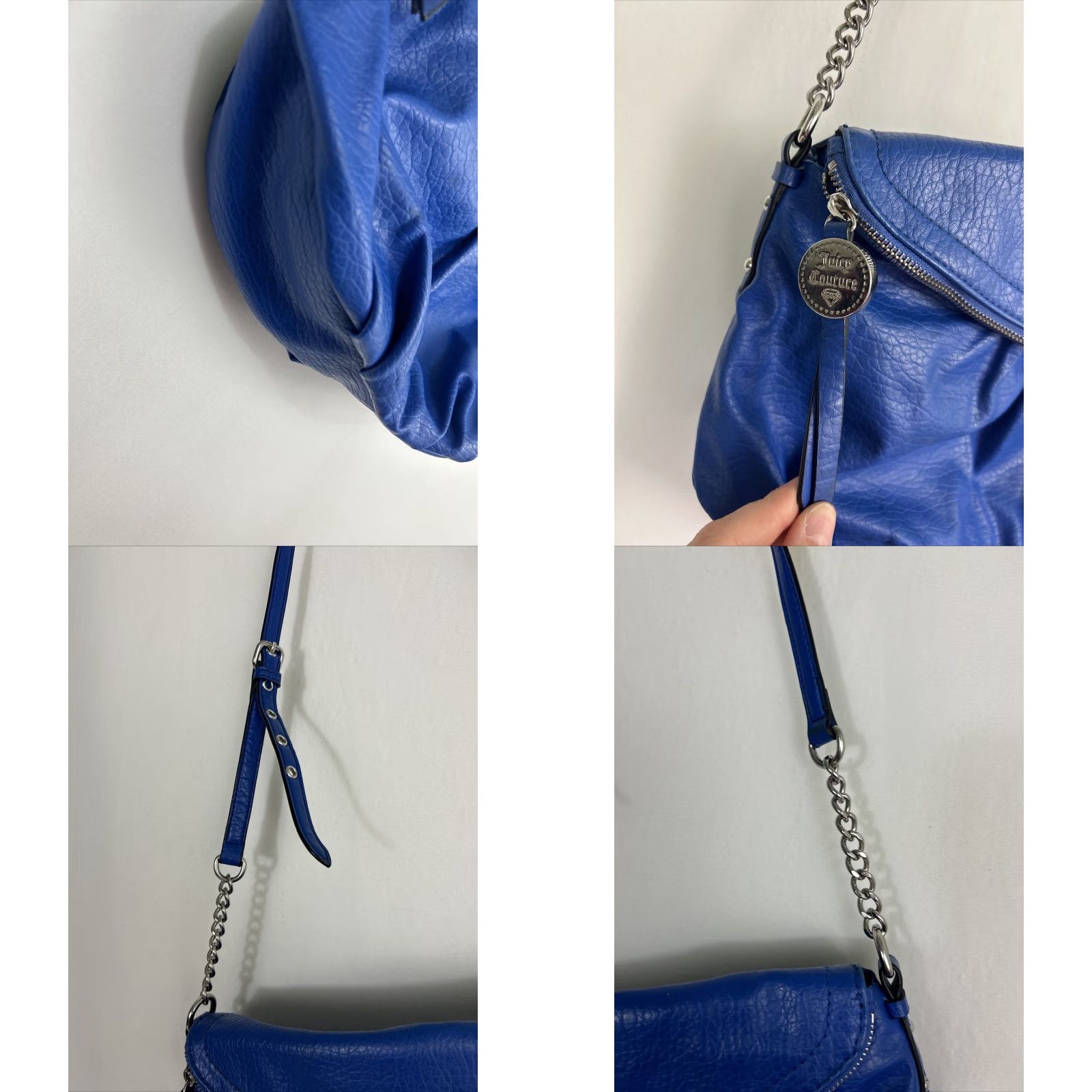 Juicy Couture Juicy Couture Crossbody Handbag Royal Blue Metallic Accents Large Leather Faux Leather Gold Crossbody Strap Women Size ONE SIZE - 8 Thumbnail
