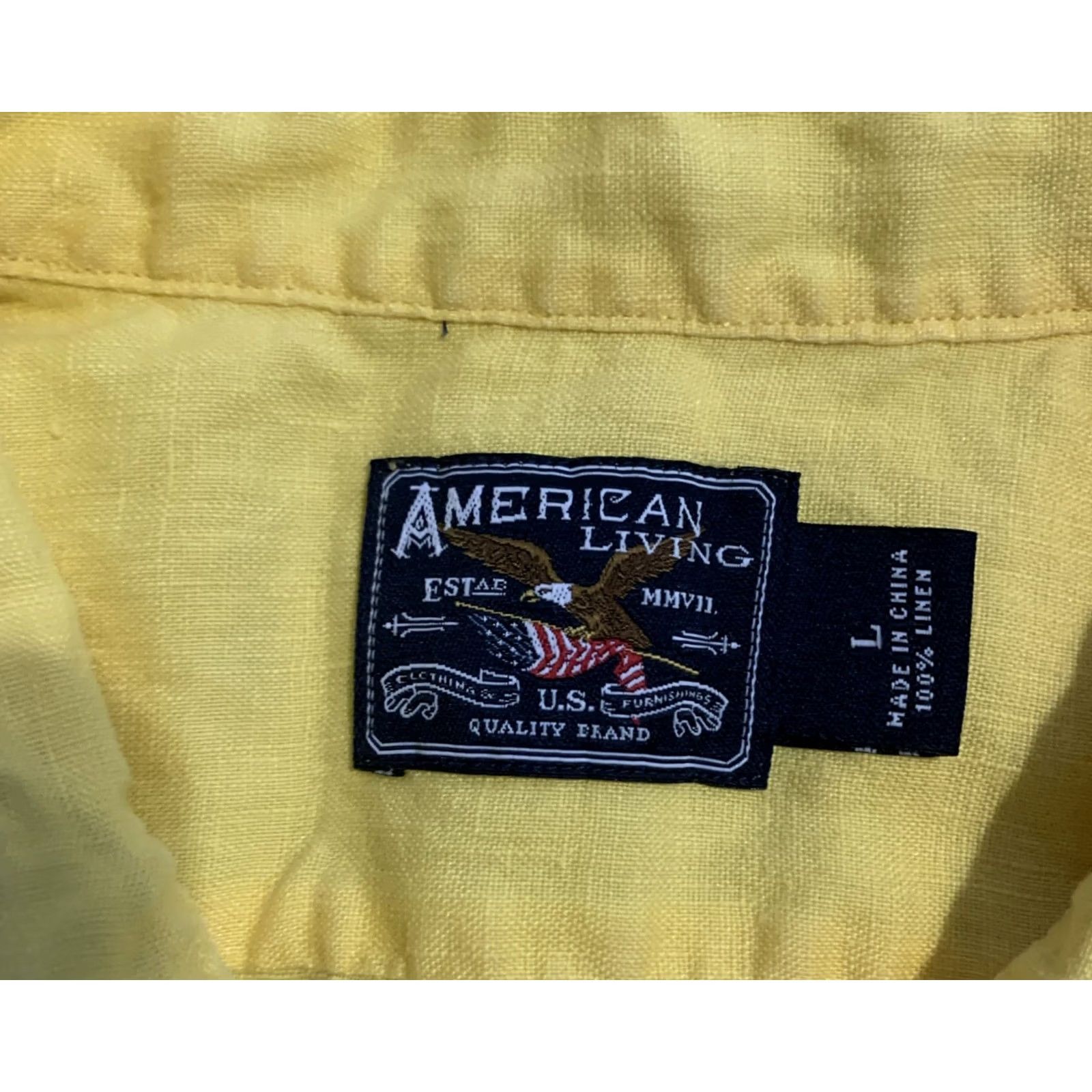 Vintage American Living Shirt L Womens Yellow Button-Up Linen Long Sleeve 100% Linen 683 Size L / US 10 / IT 46 - 2 Thumbnail