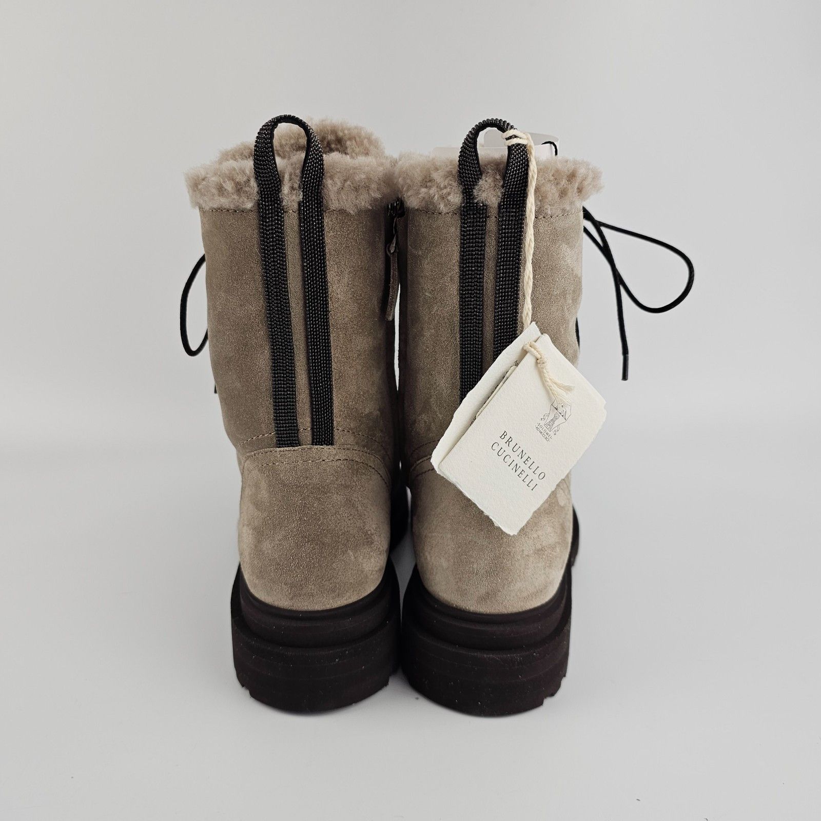 Brunello Cucinelli B. Cucinelli Monile Gray Suede Combat Boots N&A Size US 11 / IT 41 - 2 Thumbnail