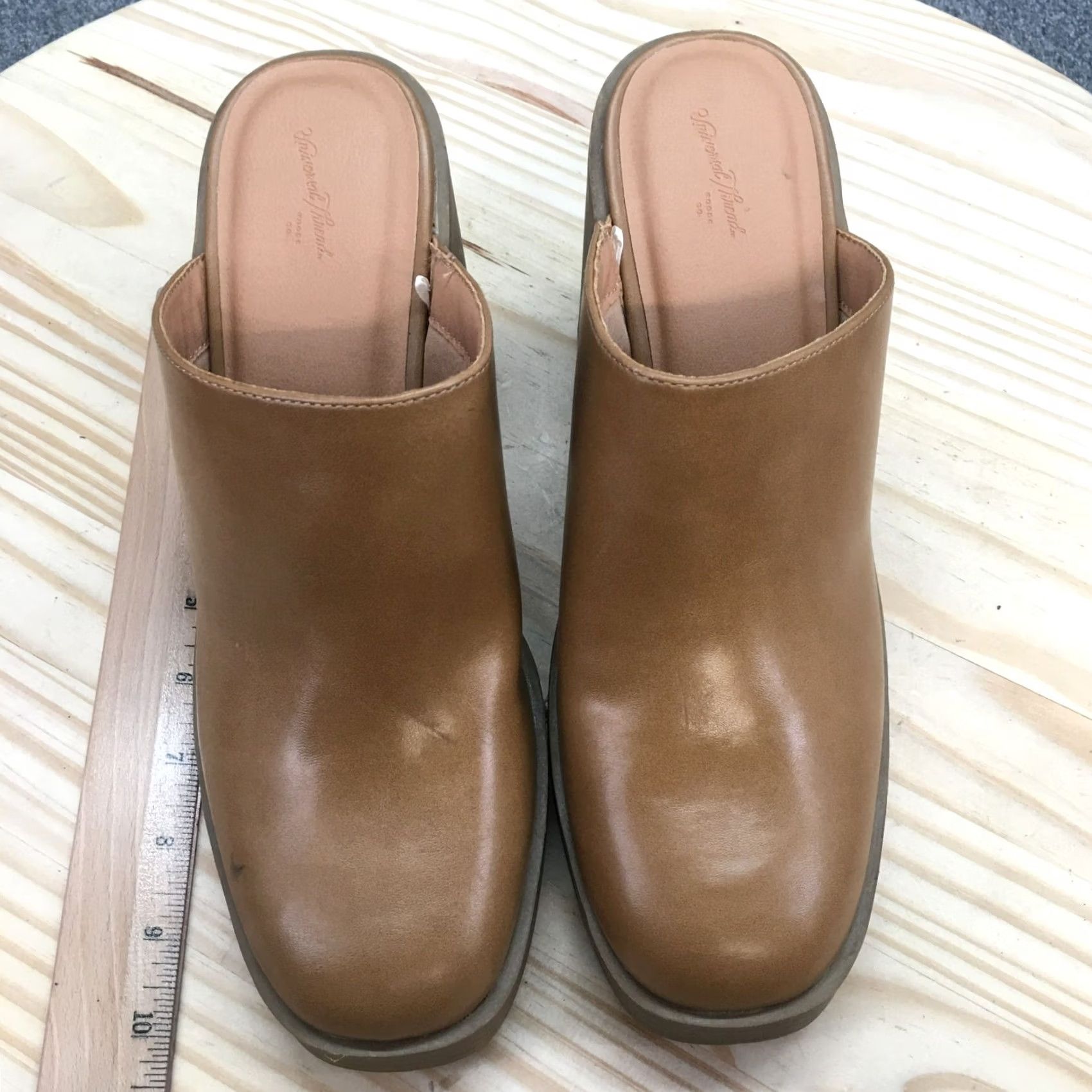 Vintage Universal Thread Mules Womens 11 Tess Platform Brown Faux Leather Heels Casual Size US 11 / IT 41 - 5 Thumbnail
