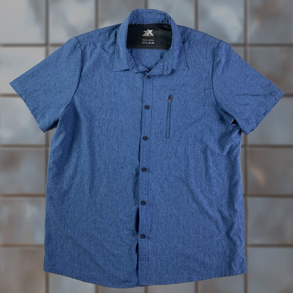 Vintage Zero ZX exposure Button-Up Shirt Mens XL Travel Series Back Vent Blue Size US XL / EU 56 / 4 - 1 Thumbnail
