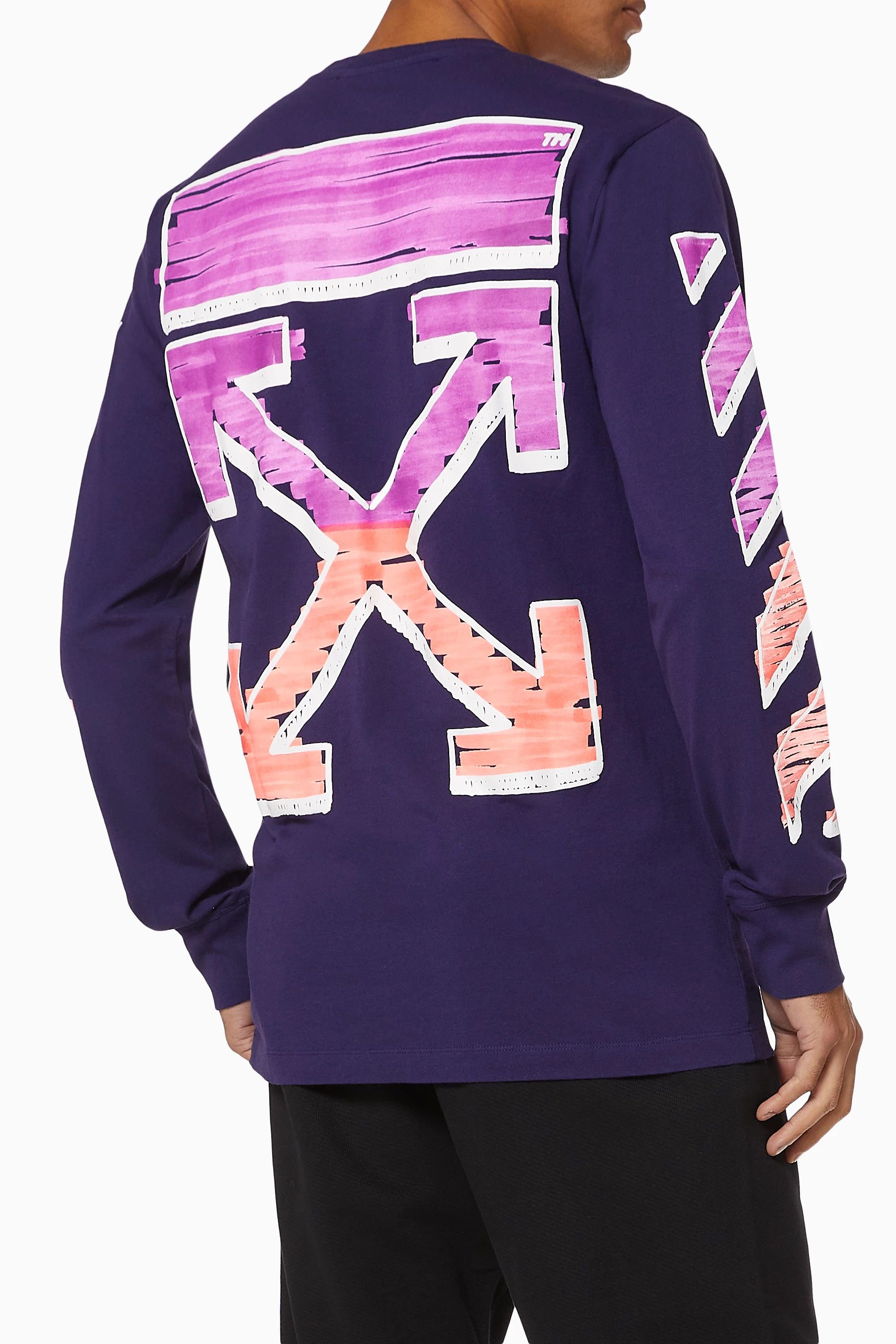 Off-White Purple Marker Arrows Long Sleeve Logo T-Shirt Size US XXL / EU 58 / 5 - 2 Thumbnail