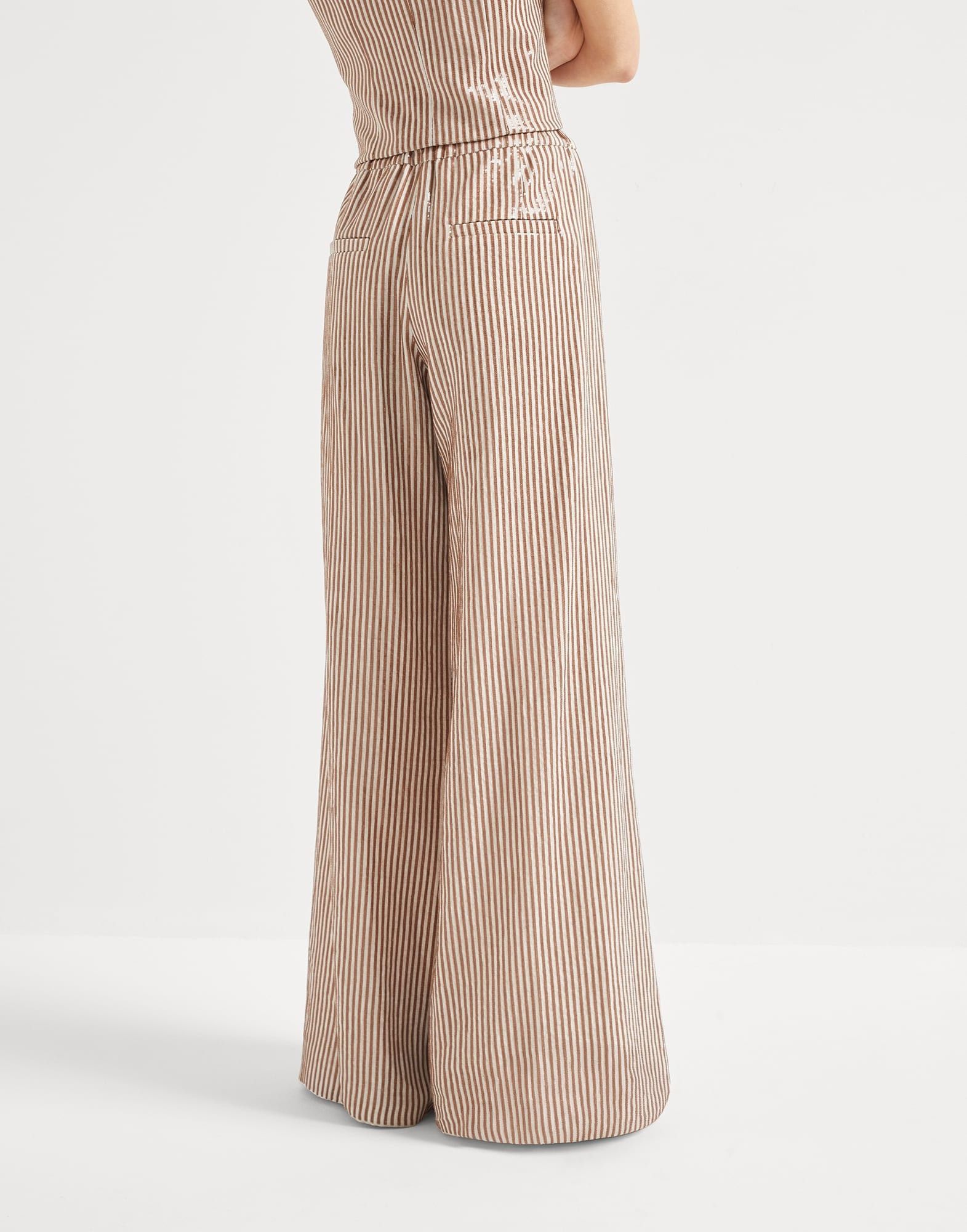 Brunello Cucinelli o1la1rc1a0326 Linen Flared Track Trousers in Multicolor Size 26" / US 2 / IT 38 - 2 Thumbnail
