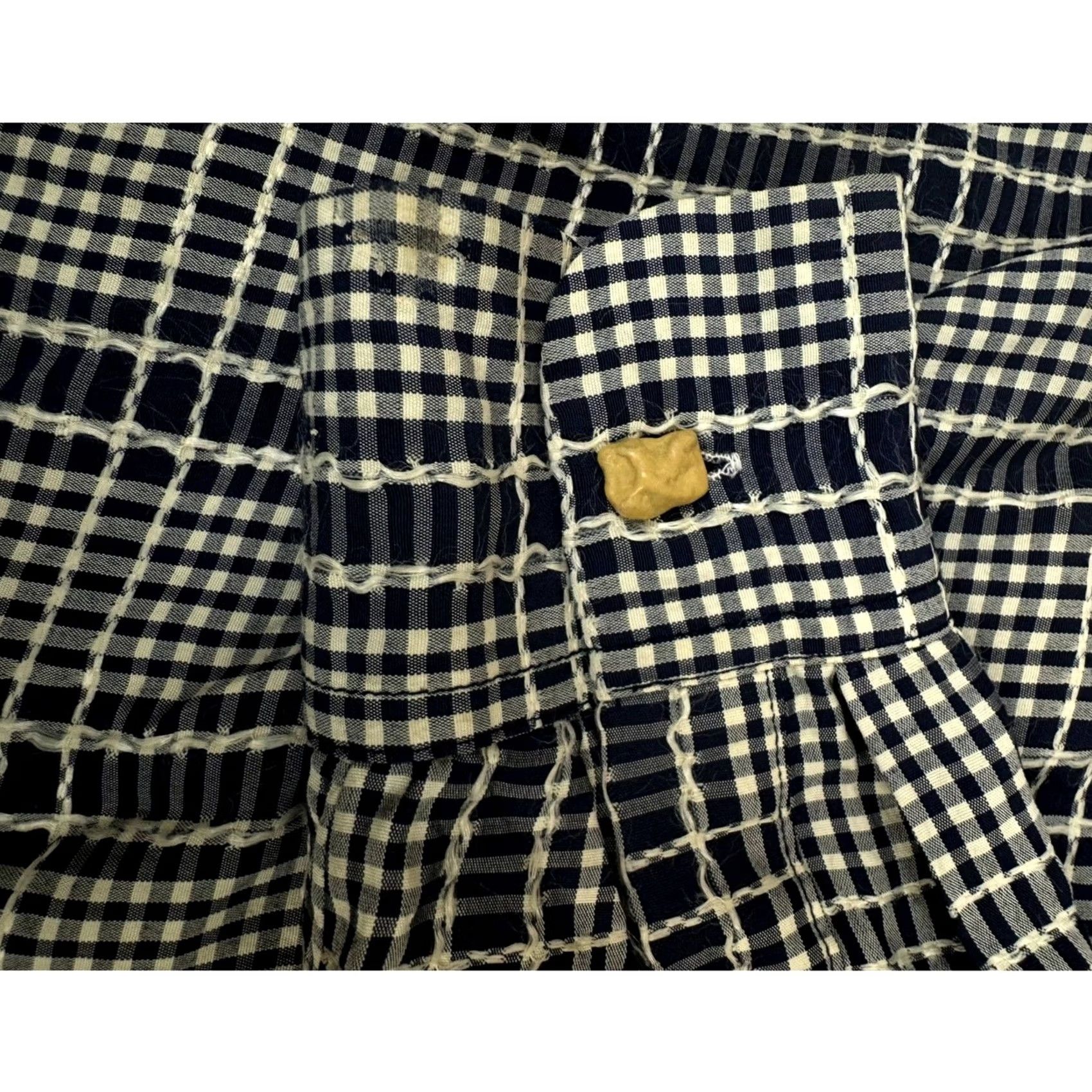 Vintage Corida Blouse Women's 1 Cream & Black Checkered Button-Front Long Sleeve Top W57 Size XS / US 0-2 / IT 36-38 - 6 Thumbnail