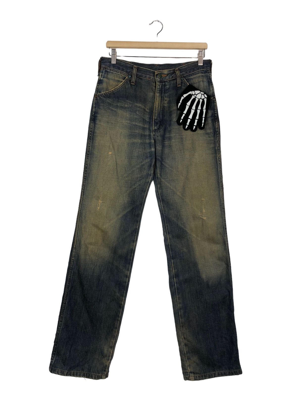 🔥90’s Rare Distressed Denim Jeans Wrangler Selvedges USA