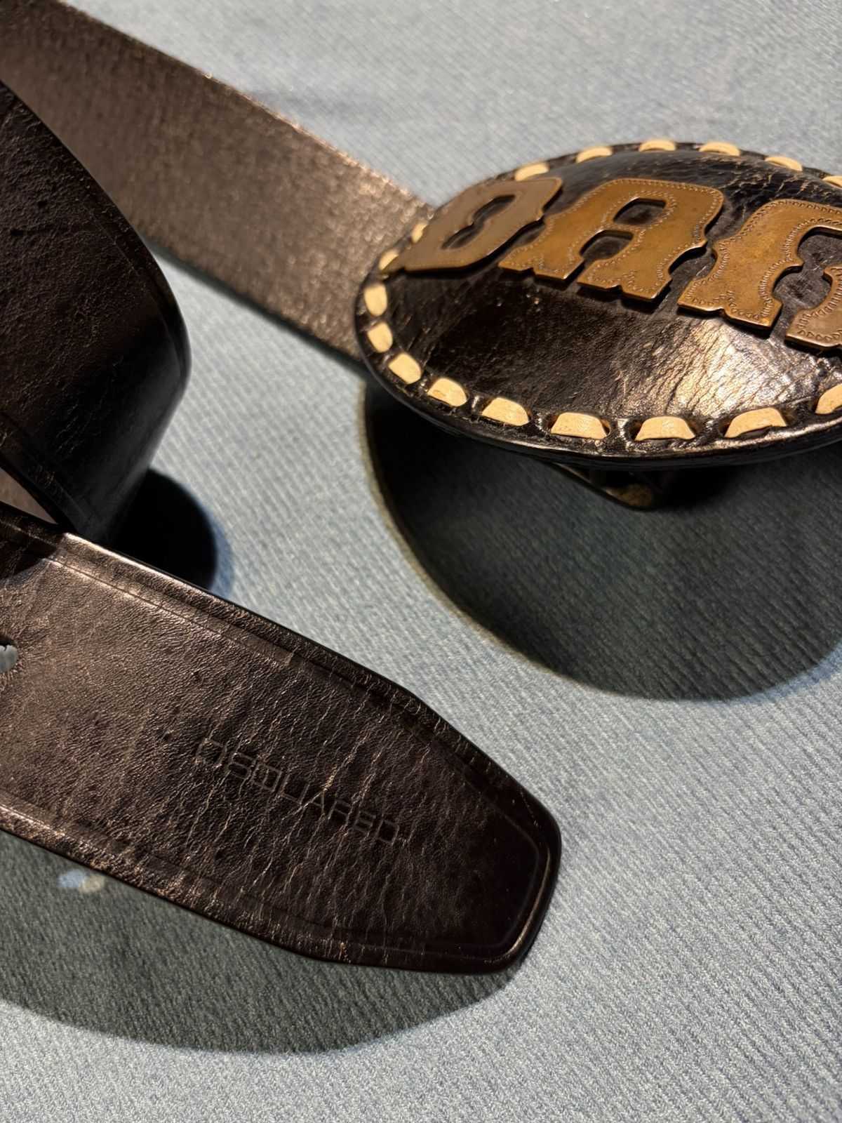Dsquared2 DSQUARED2 DAN Leather Steel Buckle Classic Western Belts Size 44 - 7 Thumbnail