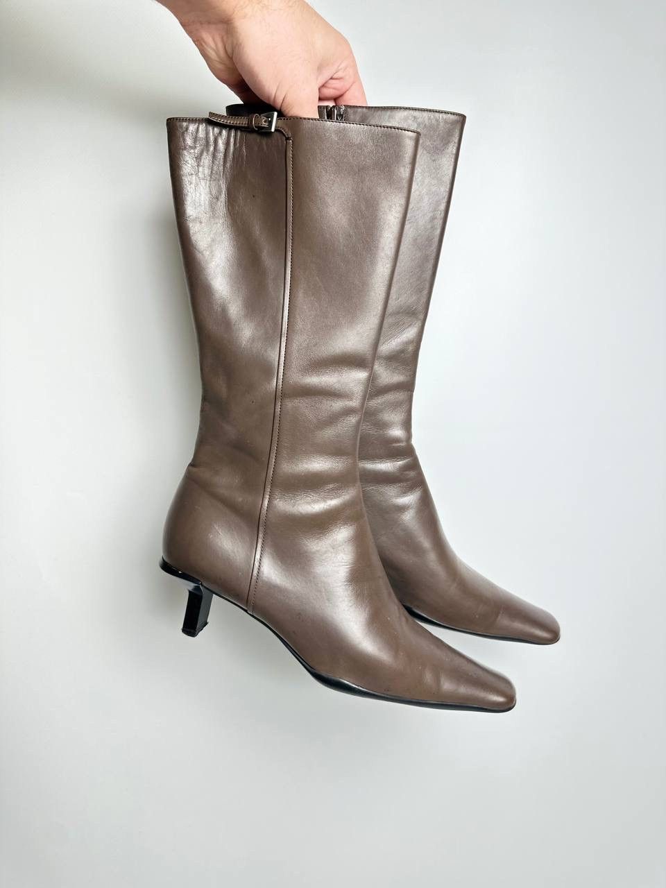 Prada ICON Prada Leather Womens Brown Square Toe Boot Old money Size US 9.5 / IT 39.5 - 1 Thumbnail