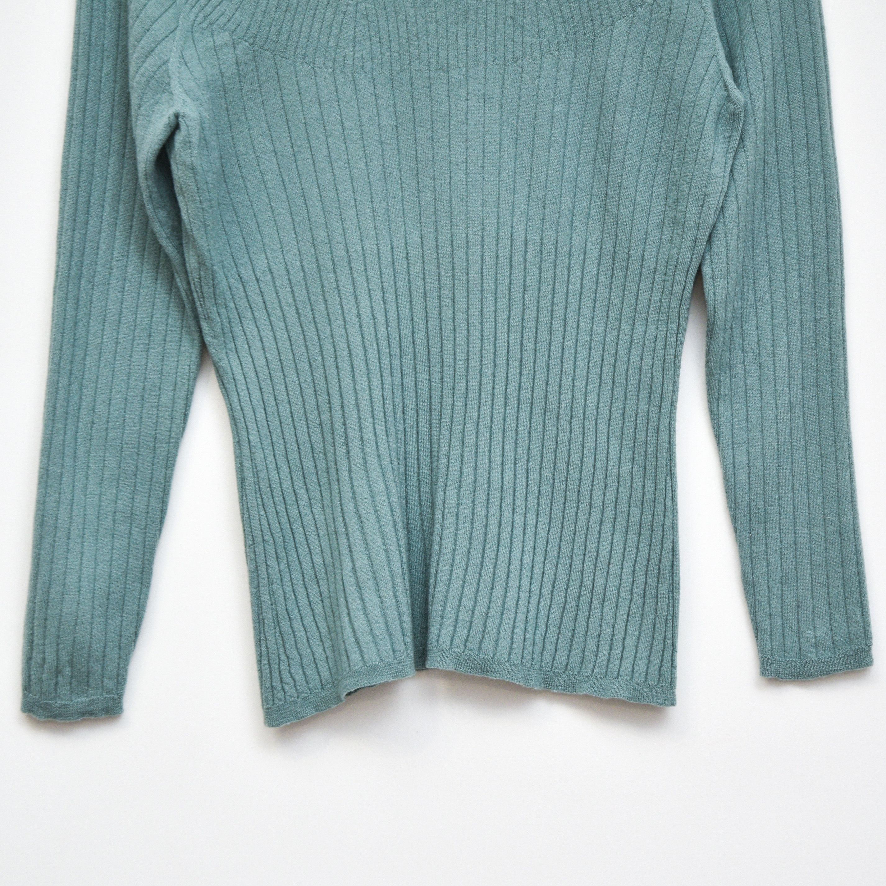 Gran Sasso Luxury Gran Sasso Green Virgin Wool Sweater Ribbed Knit Size M / US 6-8 / IT 42-44 - 4 Thumbnail