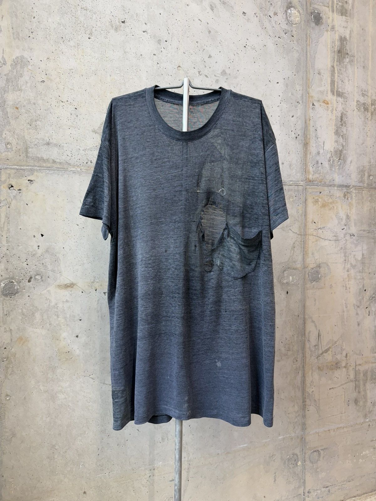 Vintage 80s Thrashed Faded Paper Thin Pocket T Shirt ERD Grunge Size US M / EU 48-50 / 2 - 1 Thumbnail