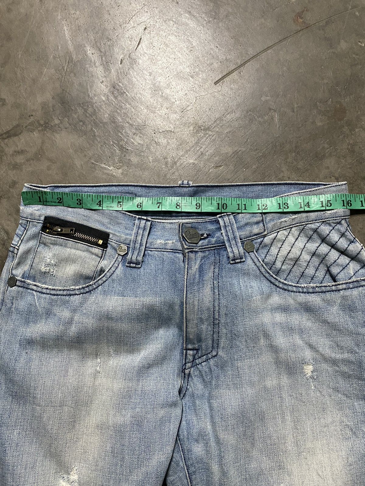 Jean Vintage Pratts Jeans Distressed Wash Blue @act232 Size US 31 - 14 Thumbnail