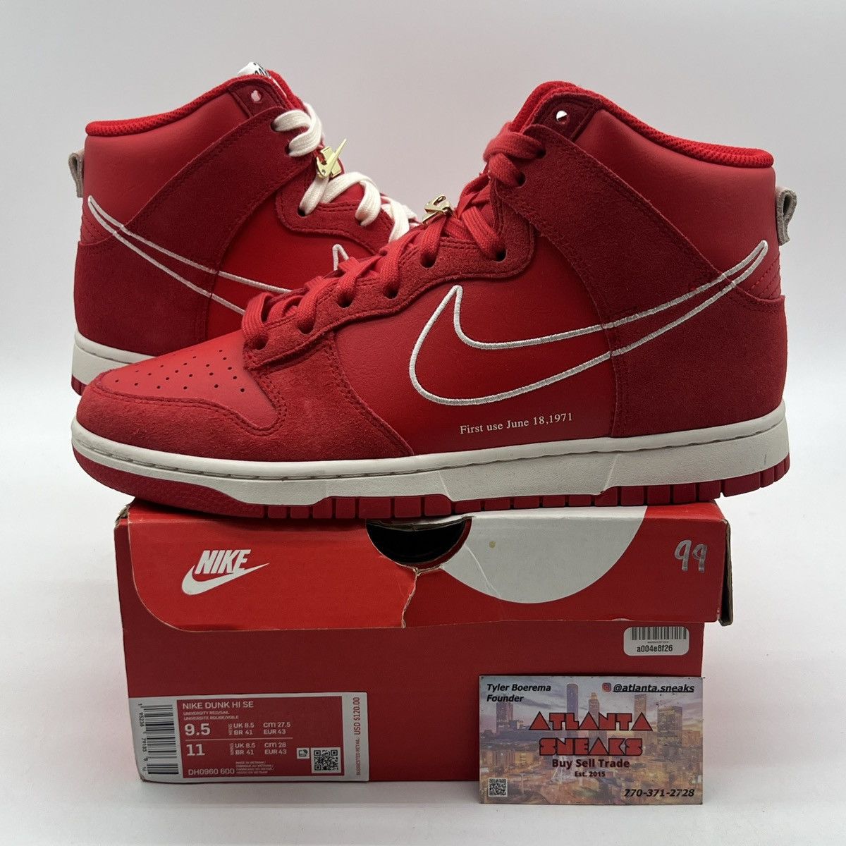 Nike dunk high first use pack university red