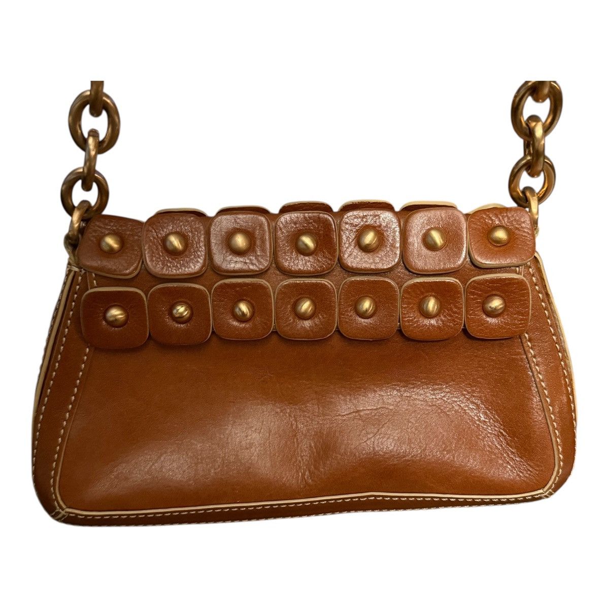 Other Maxx New York leather caramel brown gold chain studded bag Size ONE SIZE - 3 Thumbnail