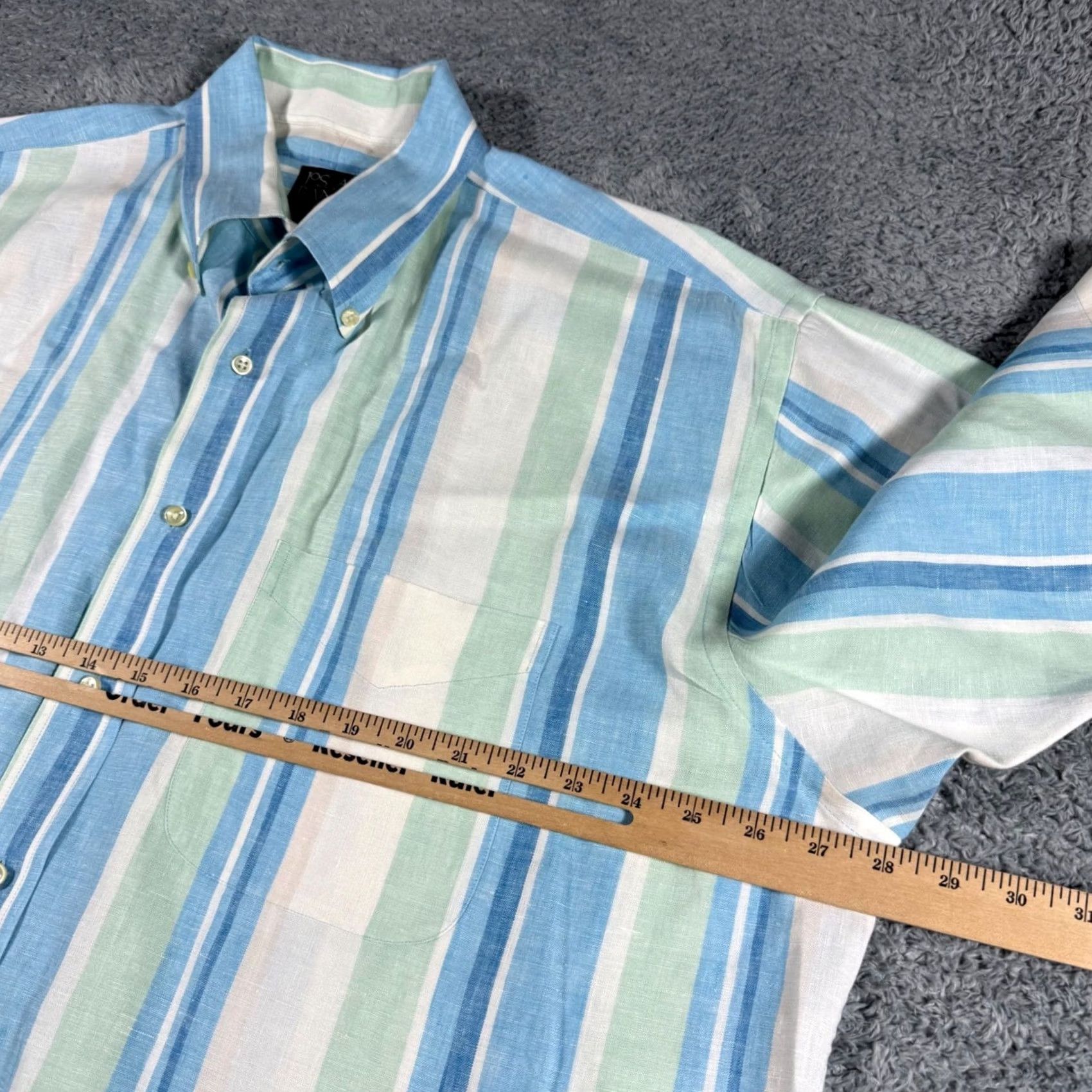 Jos. A. Bank Jos. A. Bank Traveler Shirt Mens XL Multicolor Striped 100% Linen Short Button Size US XL / EU 56 / 4 - 5 Thumbnail