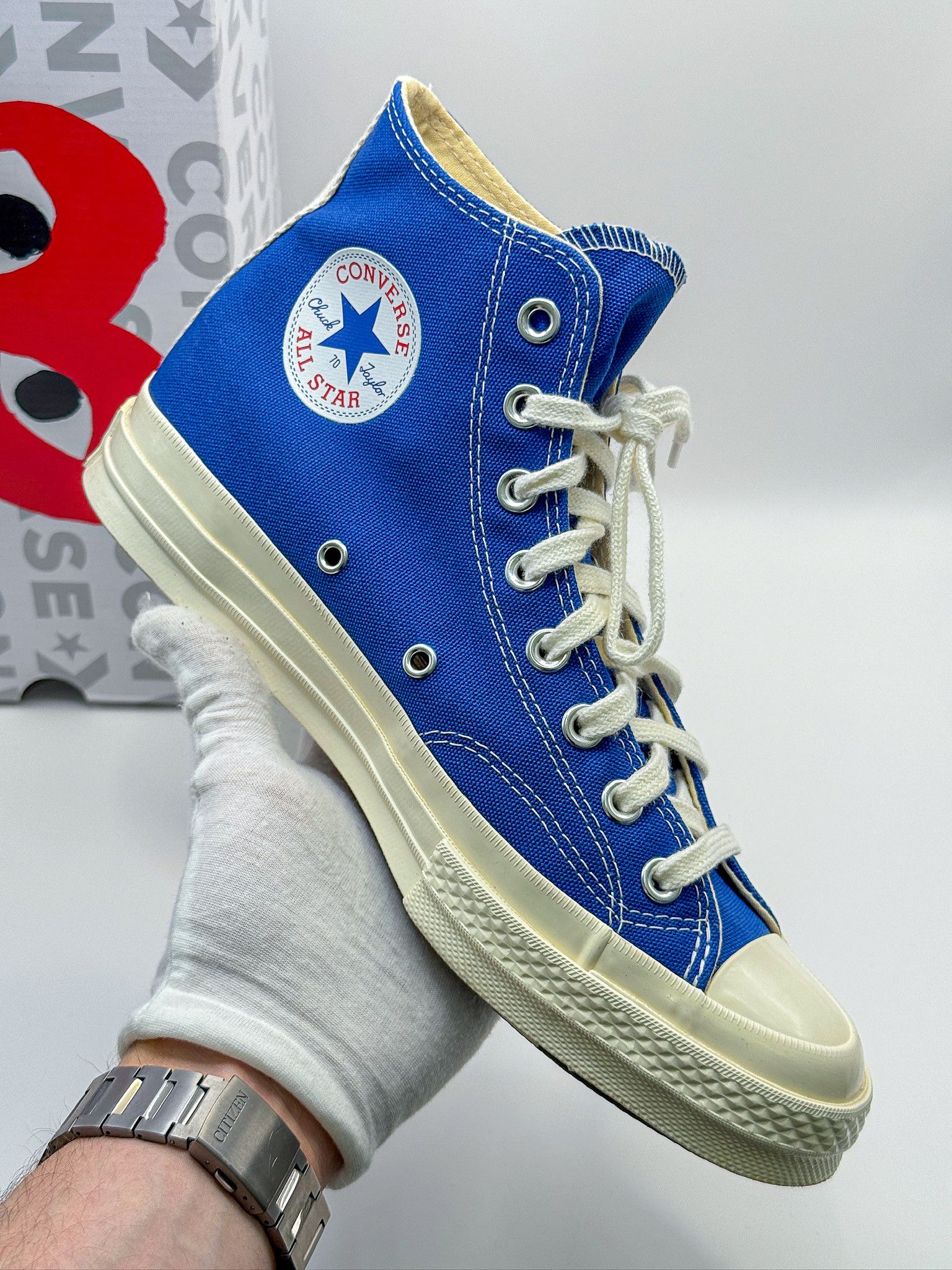 Comme des Garcons PLAY × Converse Converse x Comme des Garçons PLAY Chuck 70 High Blue Quartz Size US 8 / EU 41 - 7 Thumbnail