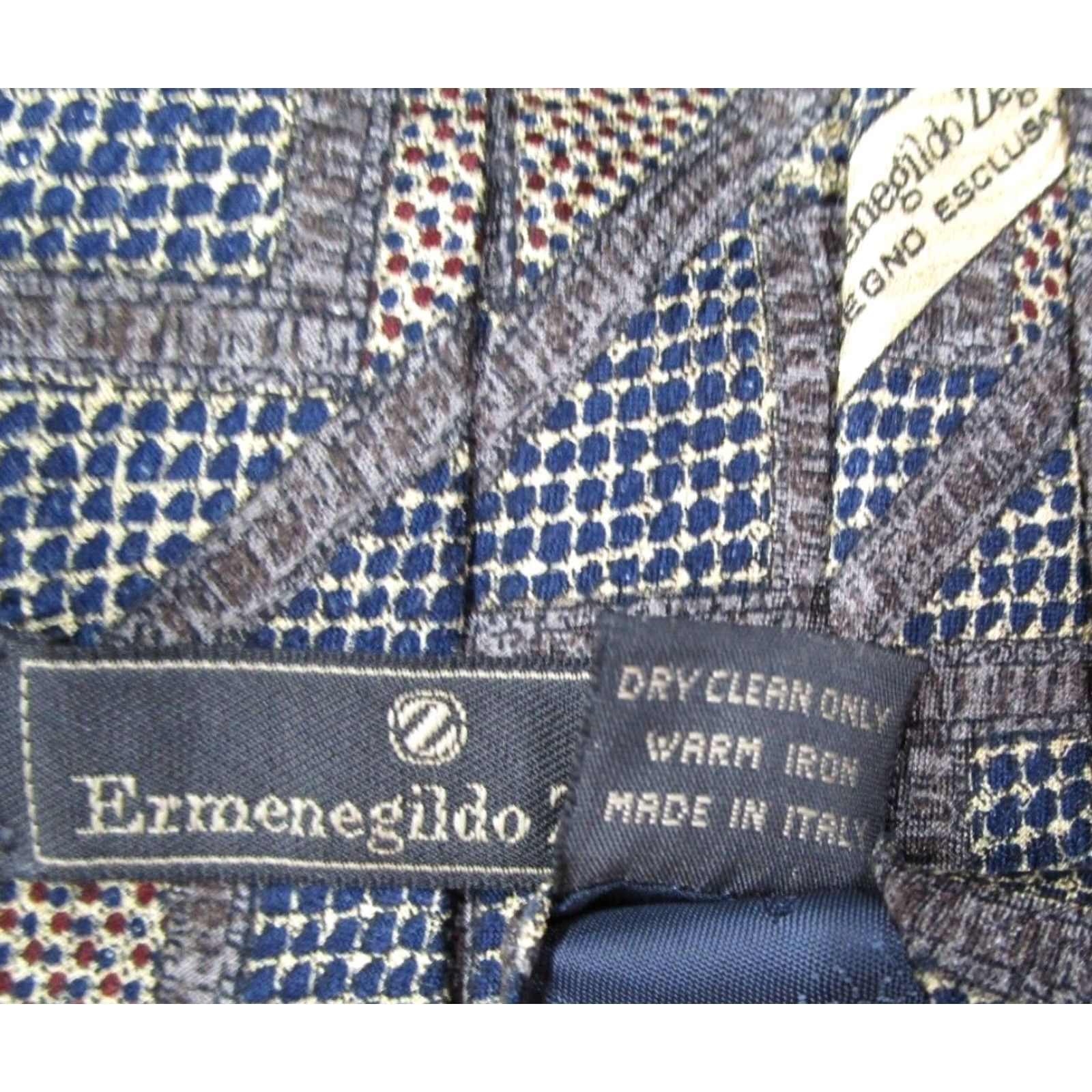 Ermenegildo Zegna ER MENEGILDO ZEGNA Tie Mens Brown Silk Neck Abstract Design Made in Italy Size ONE SIZE - 4 Thumbnail
