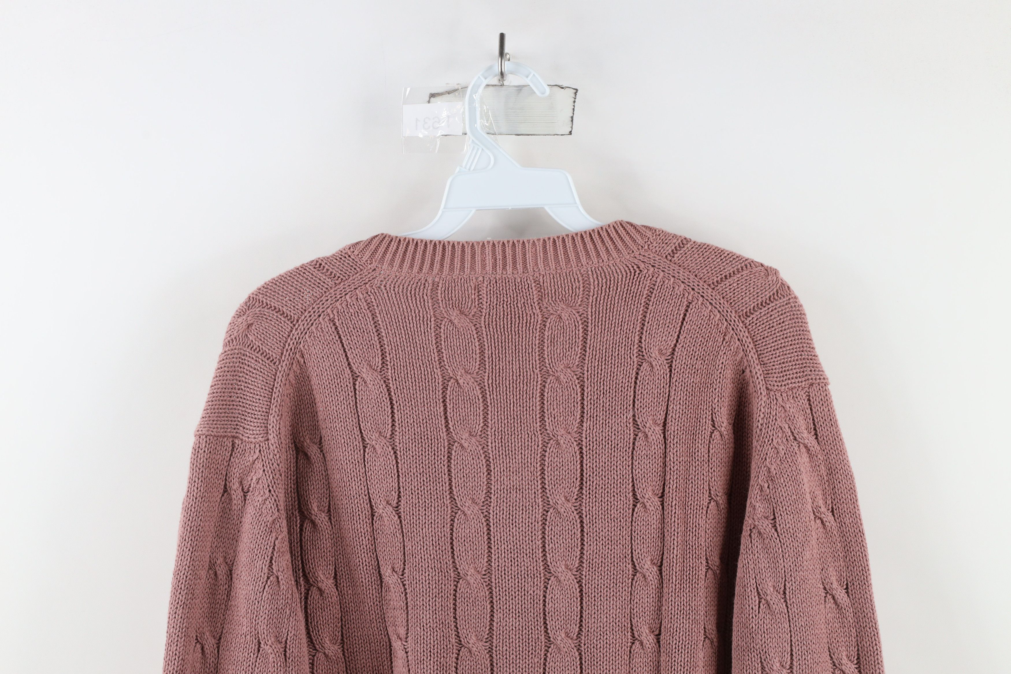 Vintage Vintage 80s 90s Streetewar Cable Knit V-Neck Sweater Pink Size US L / EU 52-54 / 3 - 7 Thumbnail