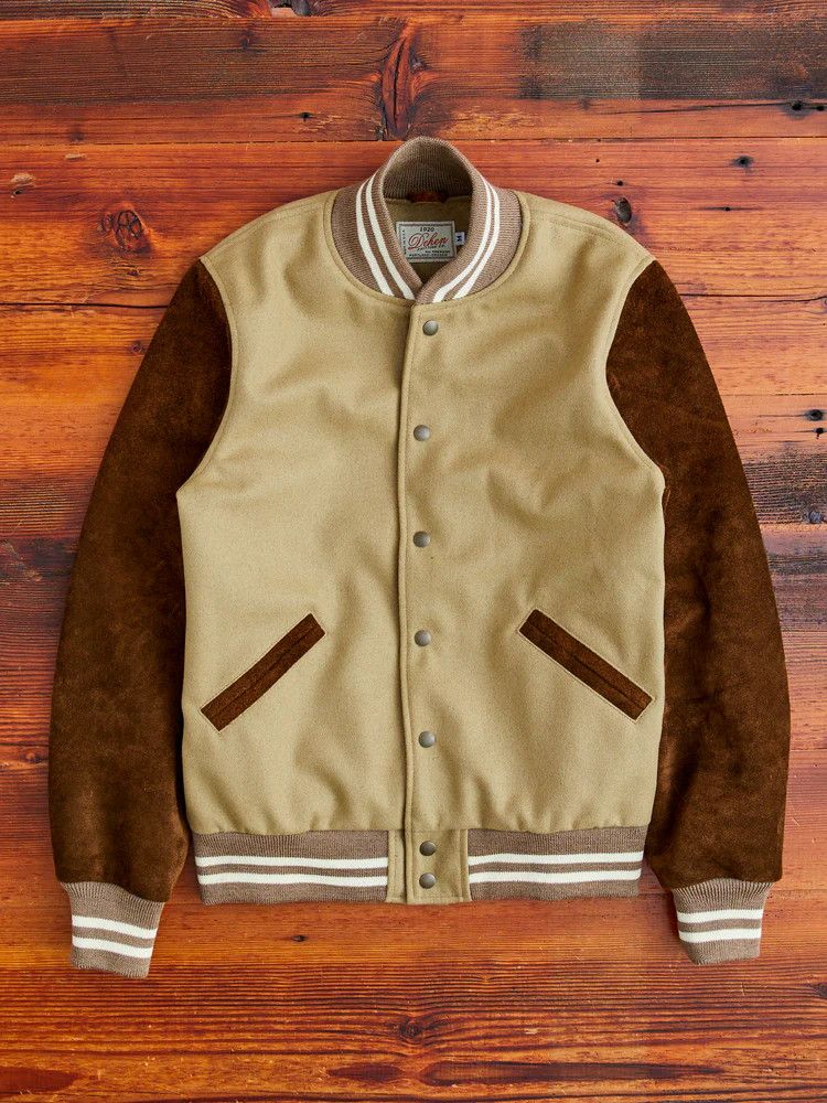 💚 Dehen 1920 x Blue Owl Varsity Jacket in Camel NEW