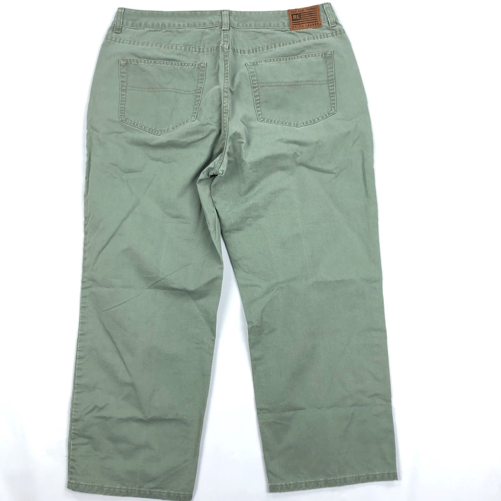 Vintage Polo Jeans Company Ralph Lauren Women Green 14 36x25 Cotton High Rise Straight Jeans Size 36" / US 14 / IT 50 - 2 Thumbnail