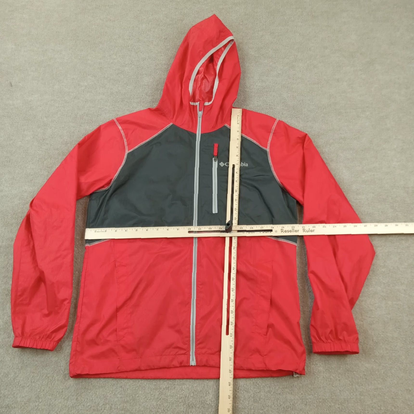 Vintage Columbia Mens Small Windbreaker Jacket Red Hooded Full Zip Size US S / EU 44-46 / 1 - 2 Thumbnail