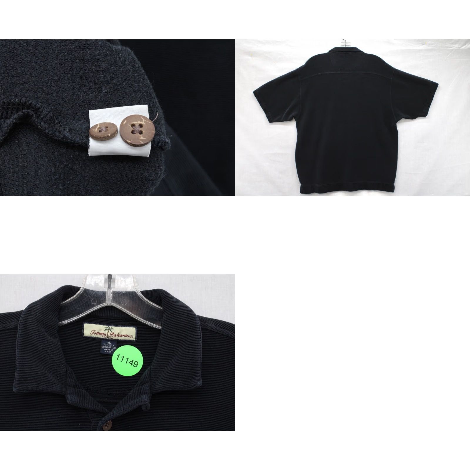 Tommy Bahama Tommy Bahama Polo Shirt Men's XL Black Ribbed Texture Vacation Hawaii Luau Ocean Polo Shirt Mens XL Black Ribbed Texture Size US XL / EU 56 / 4 - 8 Thumbnail