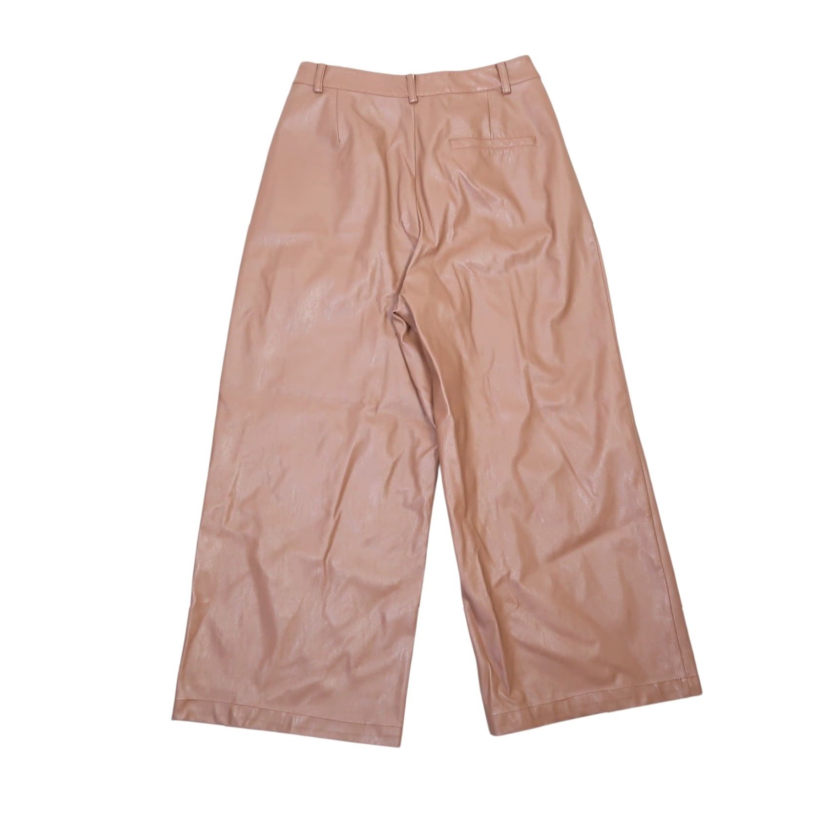 Forever 21 Forever 21 Camel Tan Faux Leather High Rise Wide Leg Pants Women's L Dress Pants Size 36" / US 14 / IT 50 - 3 Thumbnail