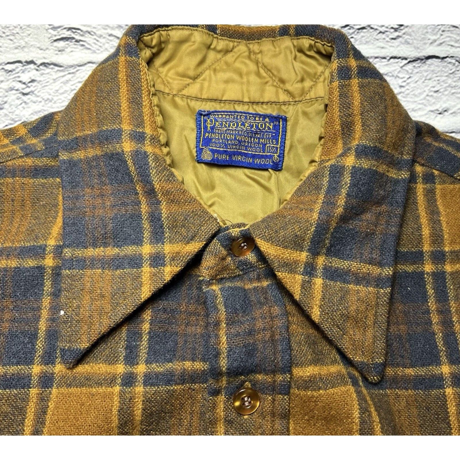Pendleton VINTAGE Pendleton Shirt Men 15 1/2 Brown Plaid Wool Flannel Button-Up Long Sleeve Casual Workwear 21" Pockets Mens Size US M / EU 48-50 / 2 - 3 Thumbnail