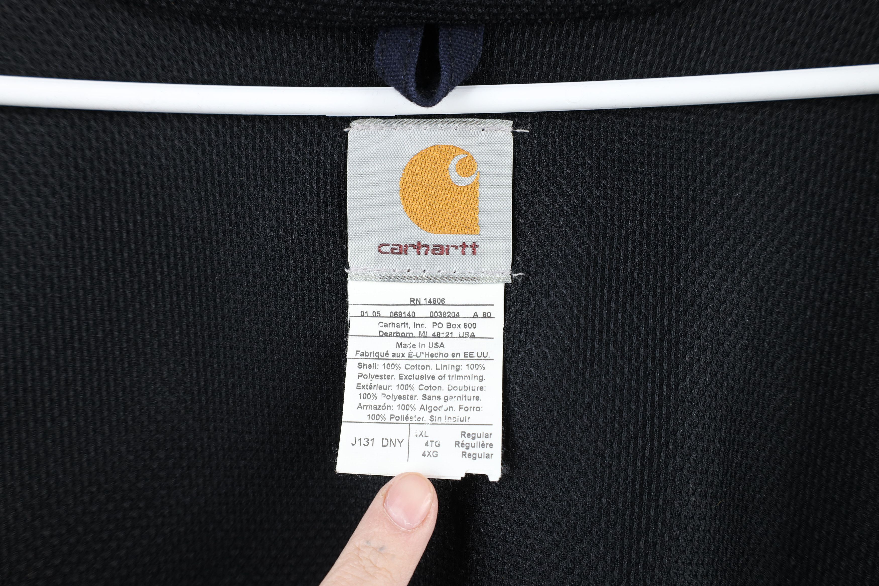 Carhartt × Vintage Vintage Y2K Carhartt Canvas Hooded Jacket Navy Blue USA Size US XXL / EU 58 / 5 - 11 Thumbnail