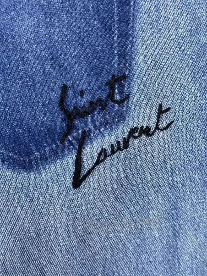 Saint Laurent Paris Saint Laurent Washed Blue Embroidered Jeans. Size US 30 / EU 46 - 3 Thumbnail