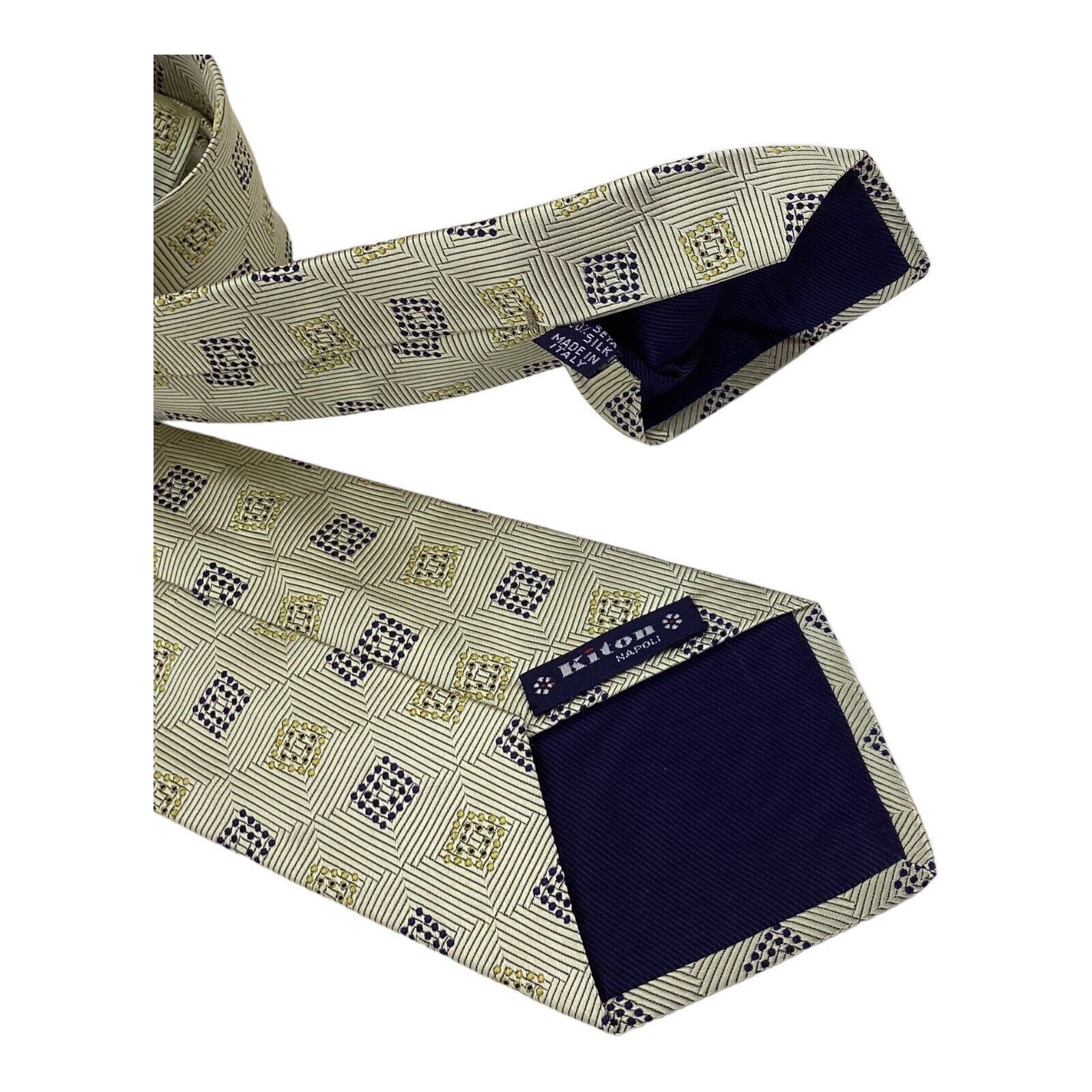 Kiton KITON NAPOLI 7Fold Green Geometric Luxury Silk Tie Made In I Size ONE SIZE - 4 Thumbnail
