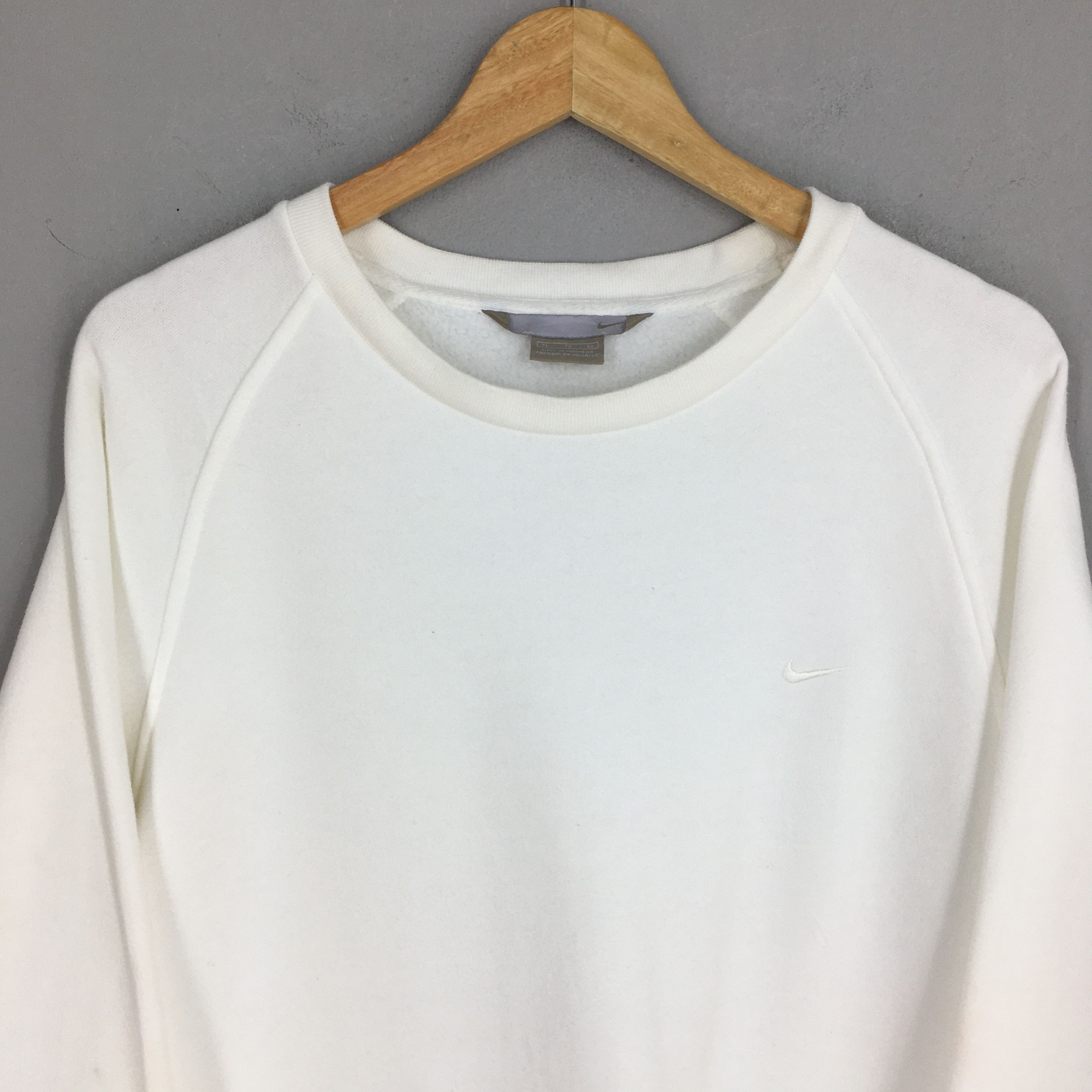 Nike × Vintage Vintage 90s Nike Swoosh White Sweatshirt XLarge Size US XL / EU 56 / 4 - 2 Thumbnail