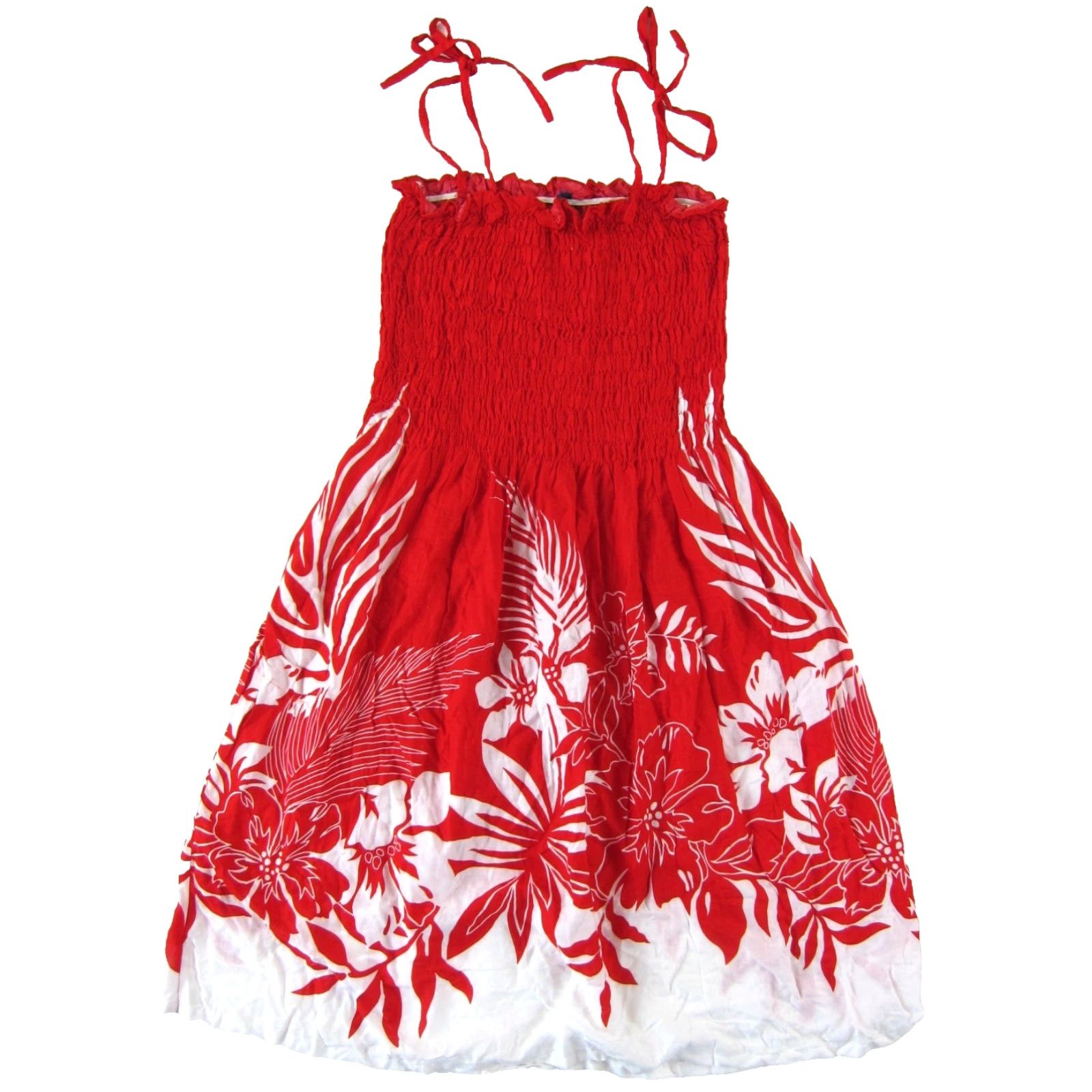 Vintage VINTAGE Hibiscus Collection Hawaii Red White Floral Rayon Tie Slip Tank Sun Dress M Size M / US 6-8 / IT 42-44 - 2 Thumbnail