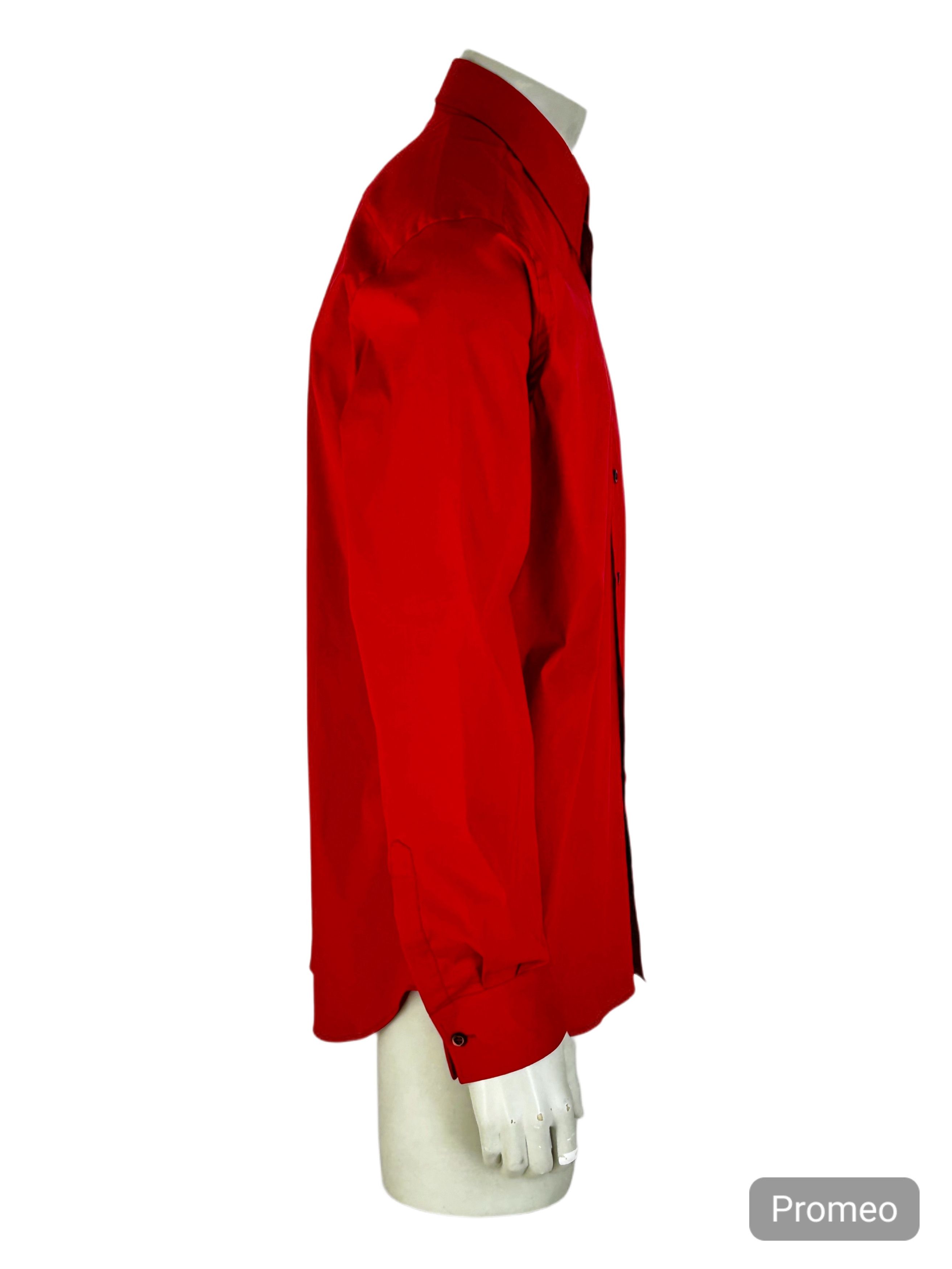 Prada PRADA RED POPELINE COTTON STRETCH DRESS SHIRT size 41 Size US L / EU 52-54 / 3 - 2 Thumbnail