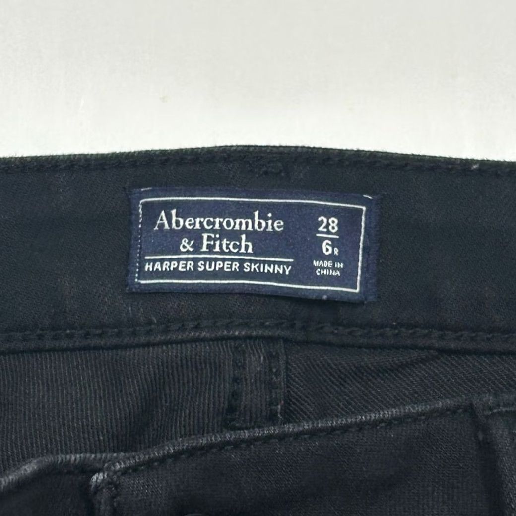 Abercrombie & Fitch Abercrombie & Fitch Black Skinny Jeans Womens 6 Distressed Ripped Raw Hem Jeans Size 28" / US 6 / IT 42 - 4 Thumbnail