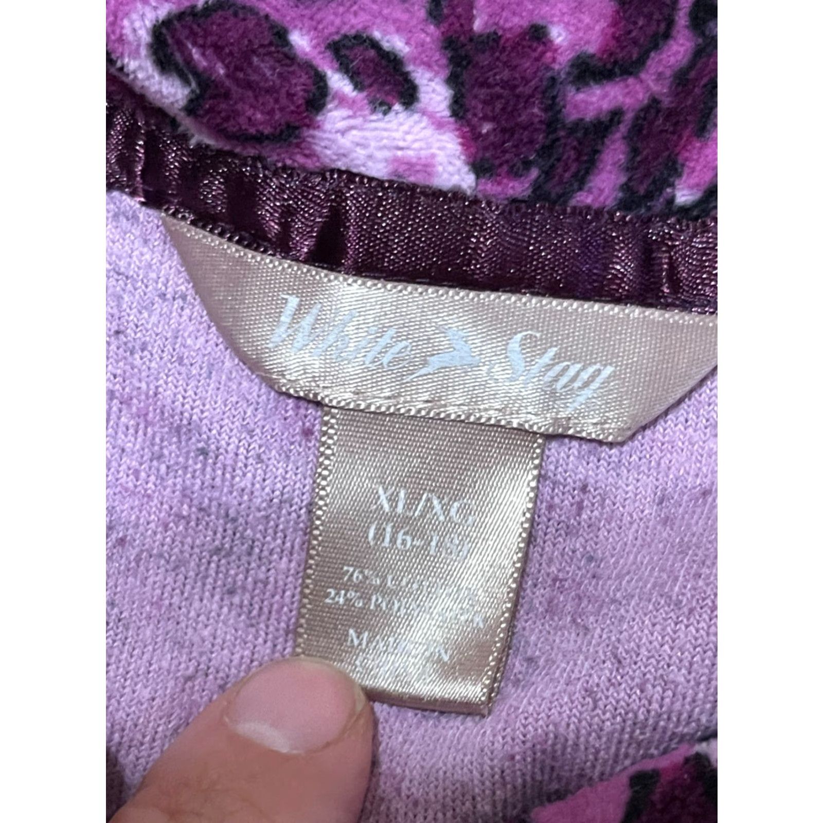 Vintage White Stag Shirt Womens XL Purple Black Cheetah Print Long Sleeve T-Shirt Casual Regular Pullover Round Neck Size XL / US 12-14 / IT 48-50 - 7 Thumbnail