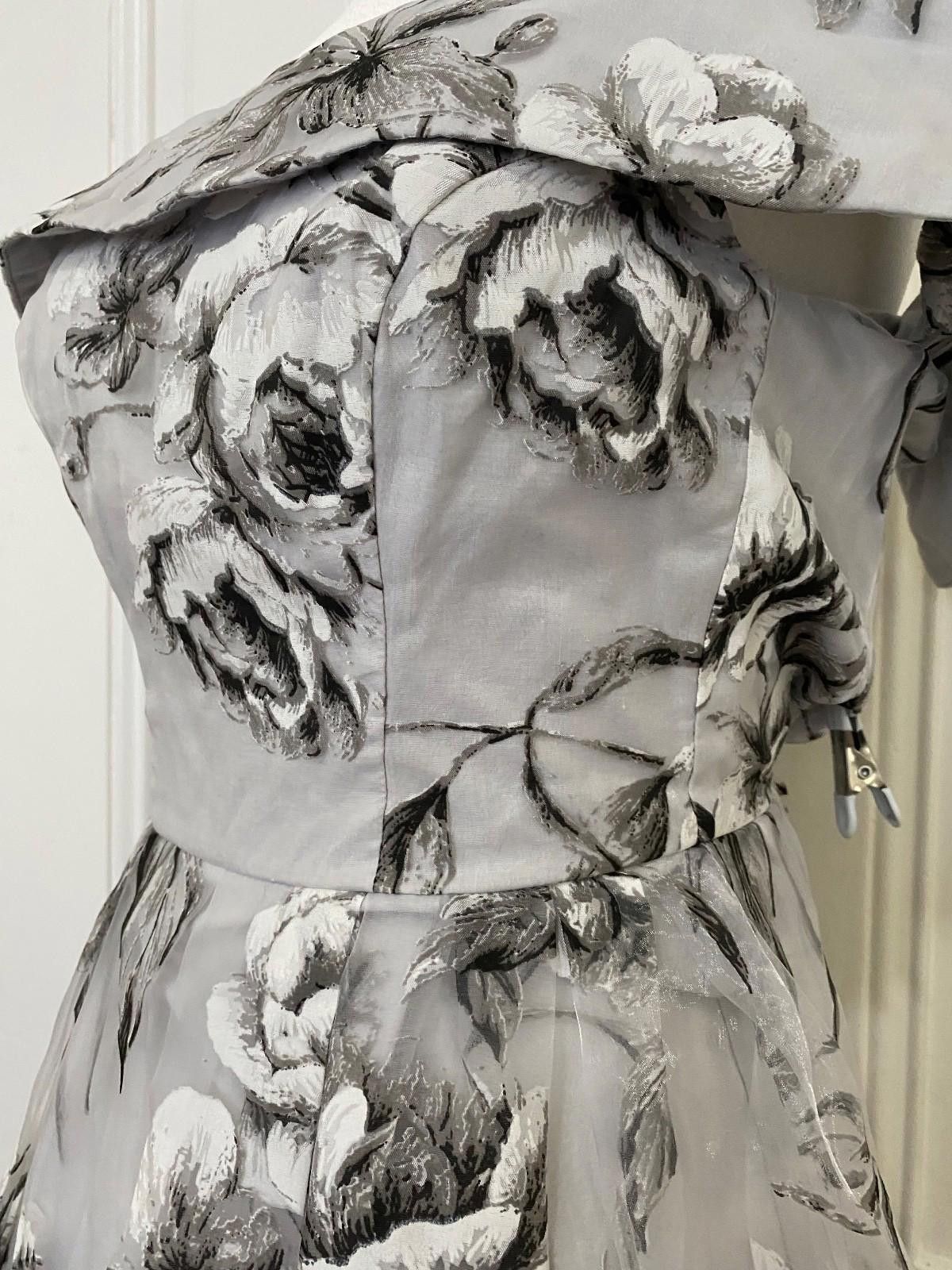 Asos NWT ASOS Organza Floral Dress in Silver (US 0) Size XS / US 0-2 / IT 36-38 - 7 Thumbnail