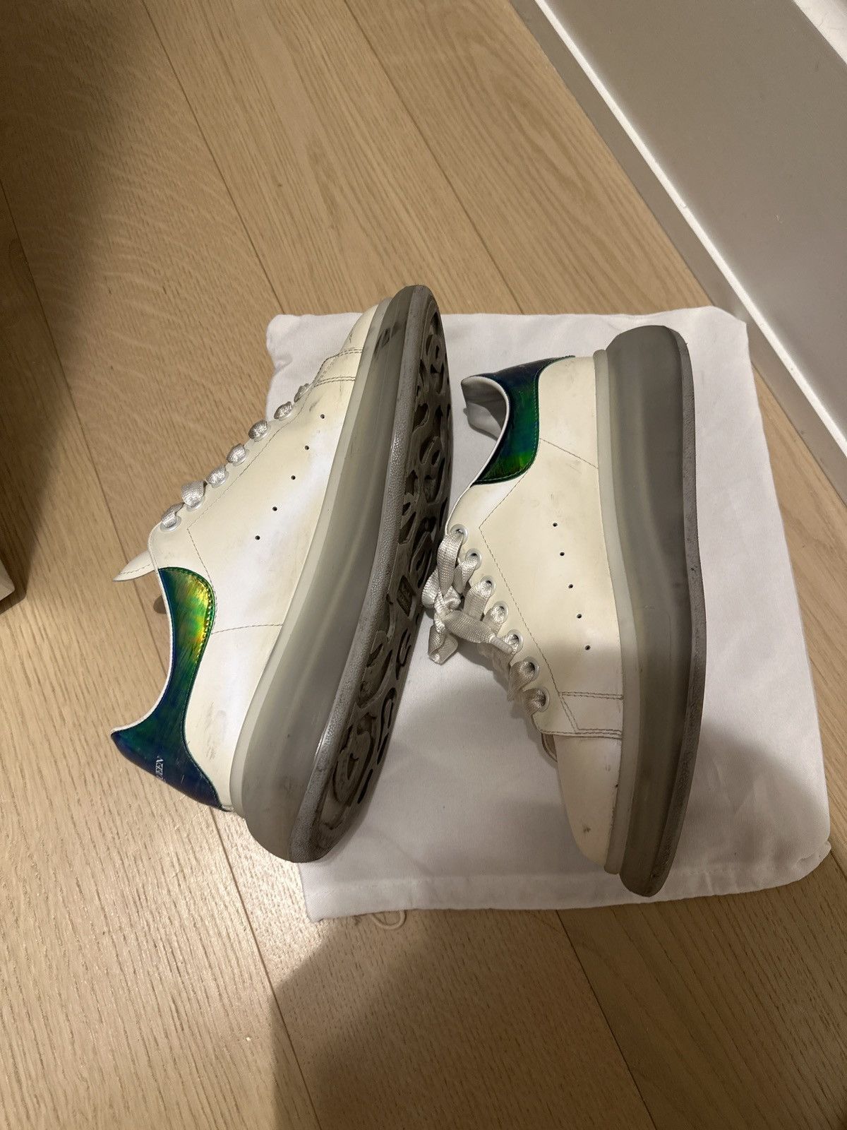 Alexander McQueen Oversized Iridescent Heel & Transparent Sole Sneakers Size US 10 / EU 43 - 7 Thumbnail
