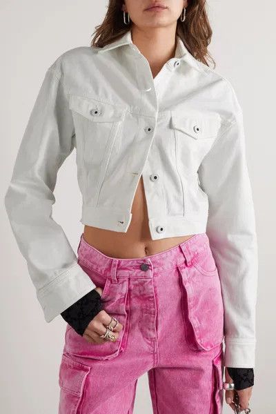 Off-White o1y1125 Denim Jacket in White Size L / US 10 / IT 46 - 2 Thumbnail