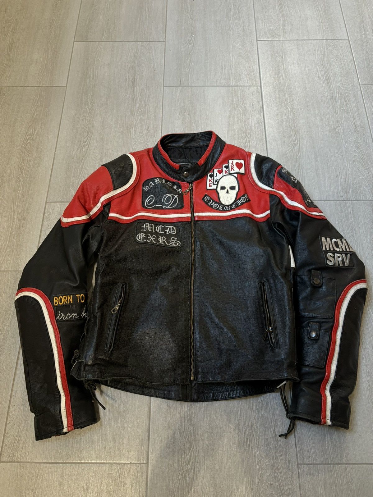 Vintage Vintage "Evolution" Heavyweight Leather Biker Jacket Size US L / EU 52-54 / 3 - 1 Thumbnail