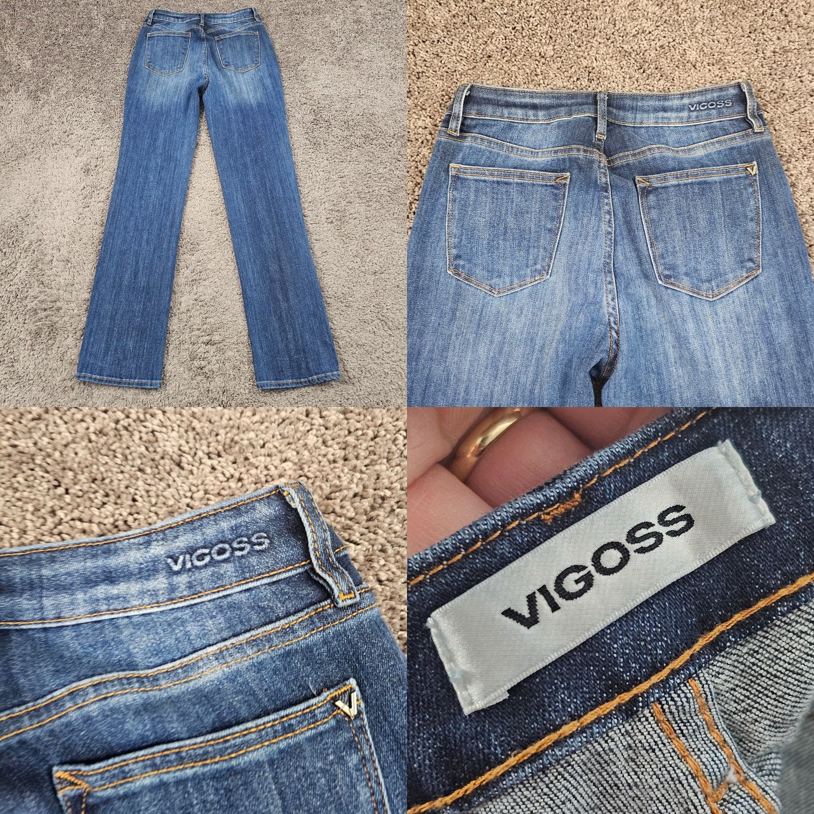 Vintage VINTAGE VIGOSS Jeans Womens 28 Mid Rise Straight Stretch Blue Denim 25x31 Regular Size 25" / US 0 / IT 36 - 8 Thumbnail