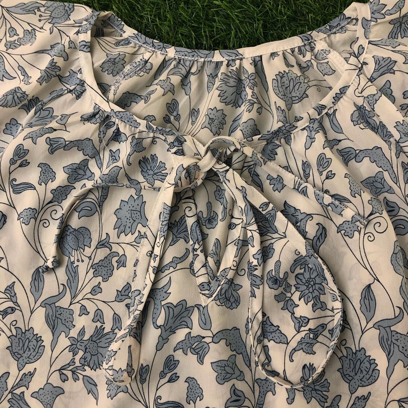 Other Women's White/Blue Paisley Print Blouse Size L / US 10 / IT 46 - 3 Thumbnail