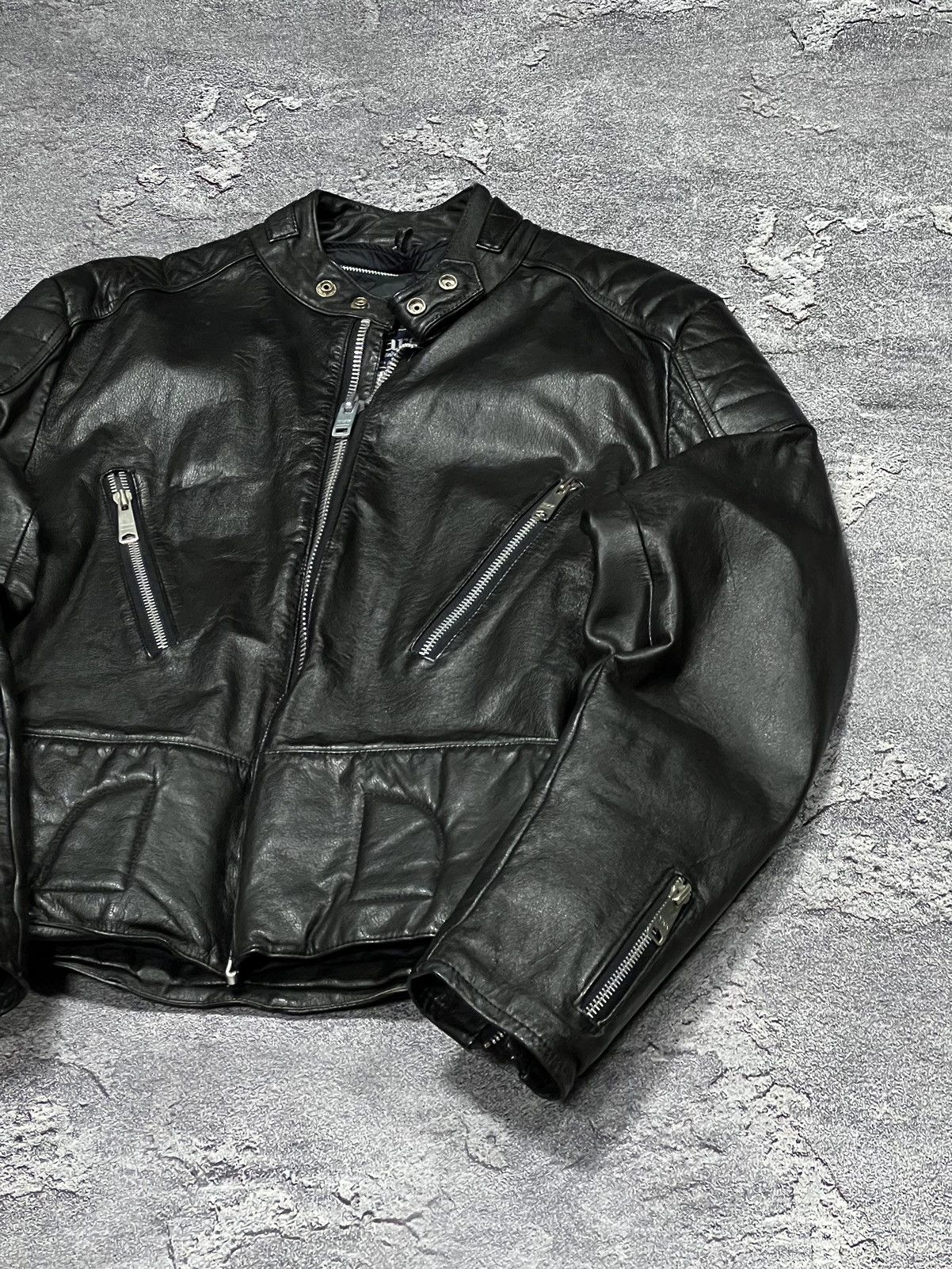 Sears × Vintage Vintage Sears Black Leather Racer Jacket Size US M / EU 48-50 / 2 - 7 Thumbnail
